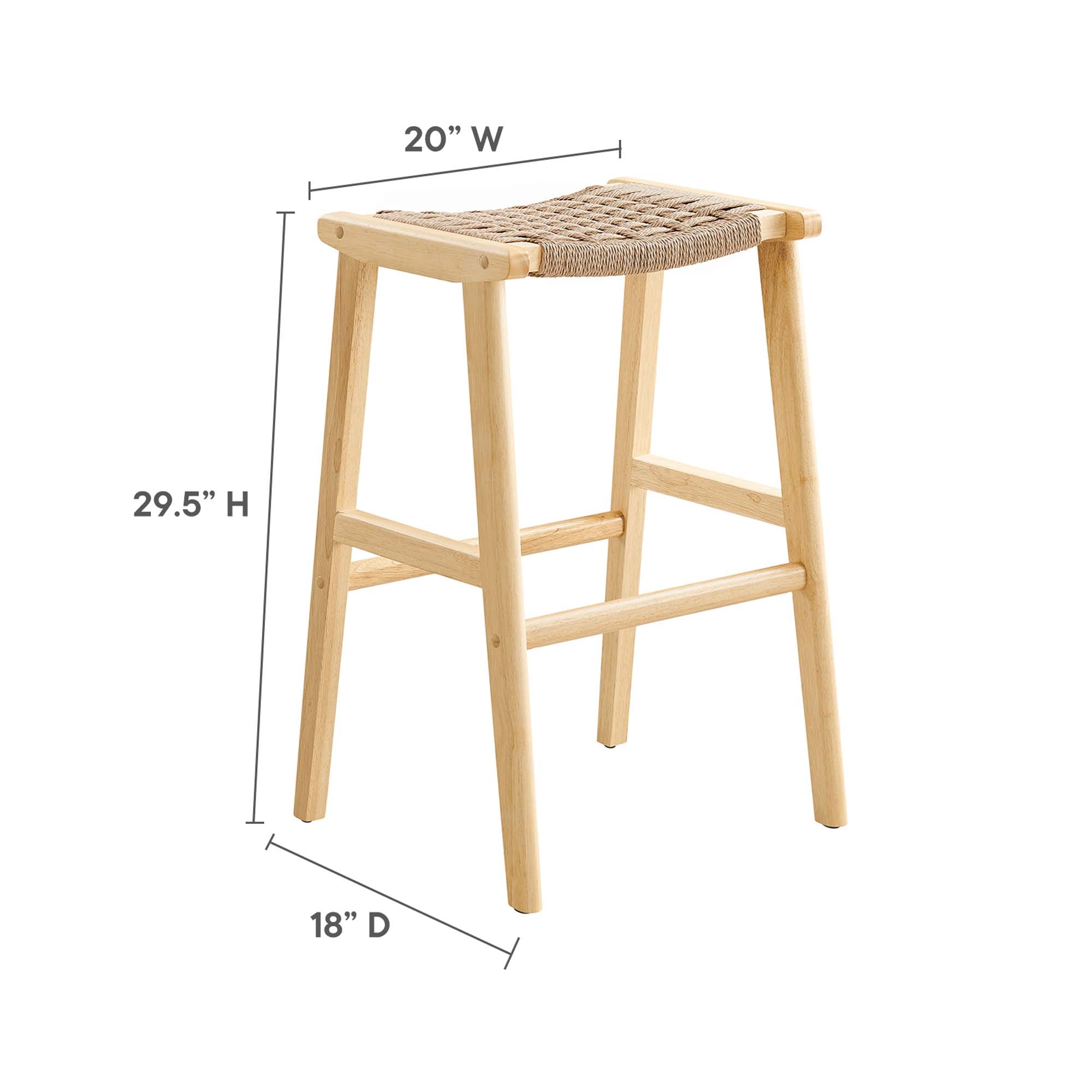 Saoirse Woven Rope Wood Bar Stool - Set of 2 by Modway