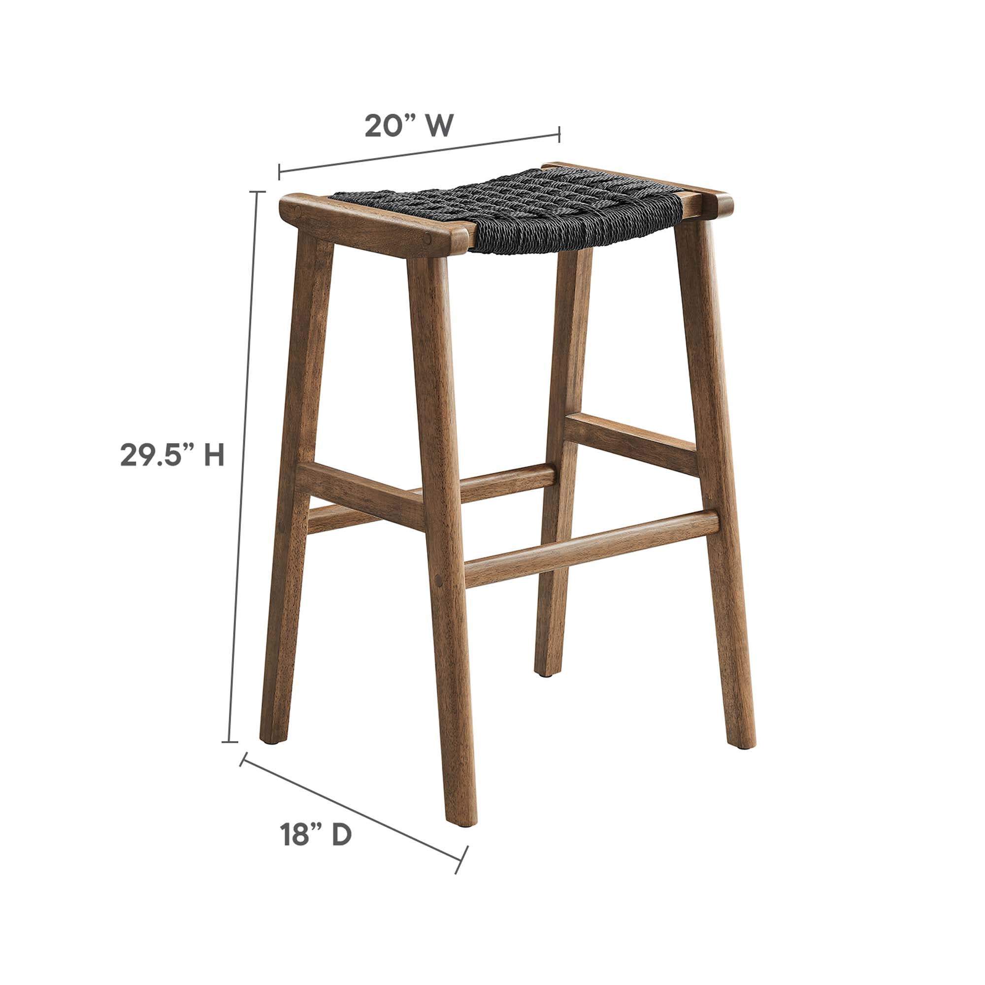 Saoirse Woven Rope Wood Bar Stool - Set of 2 by Modway