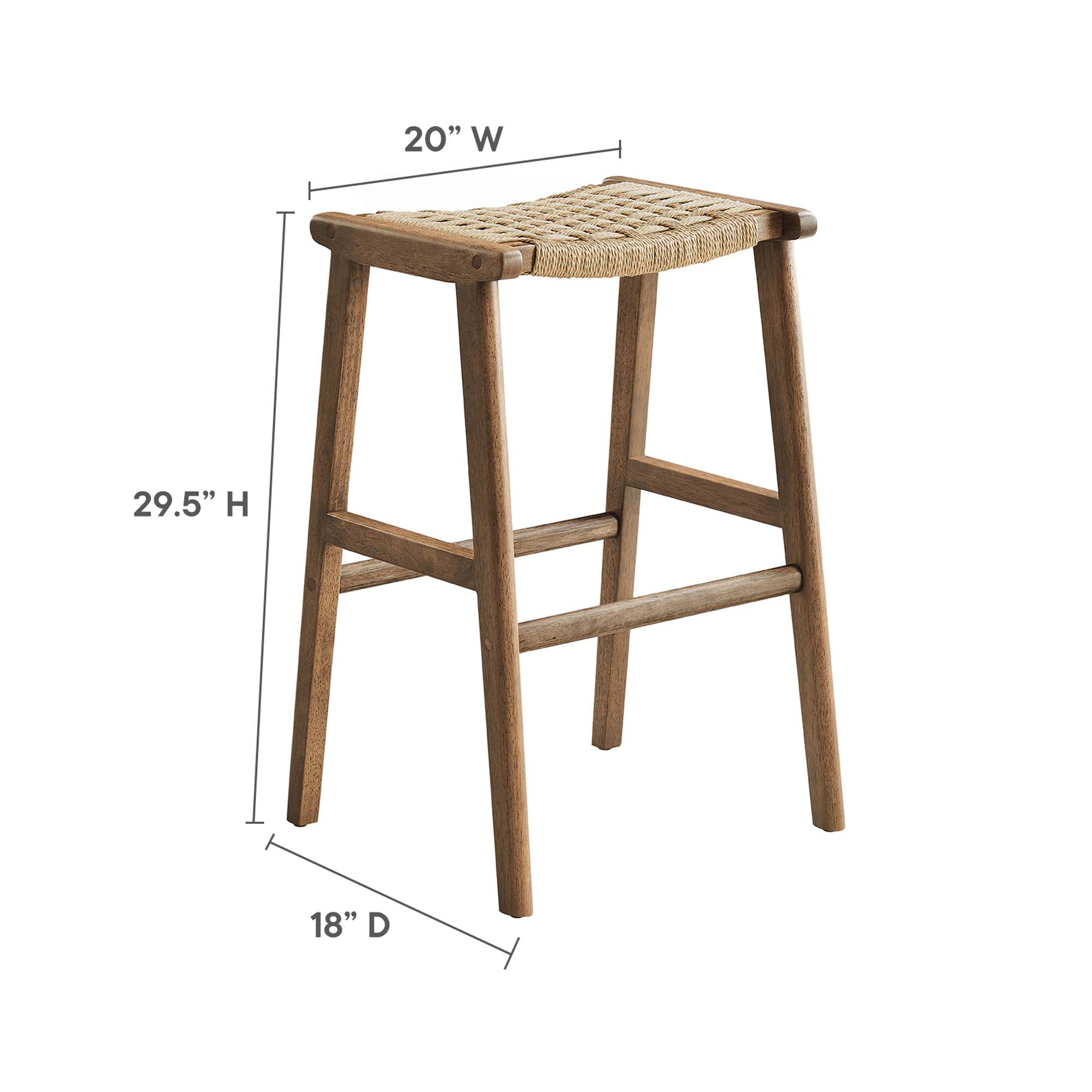 Saoirse Woven Rope Wood Bar Stool - Set of 2 by Modway