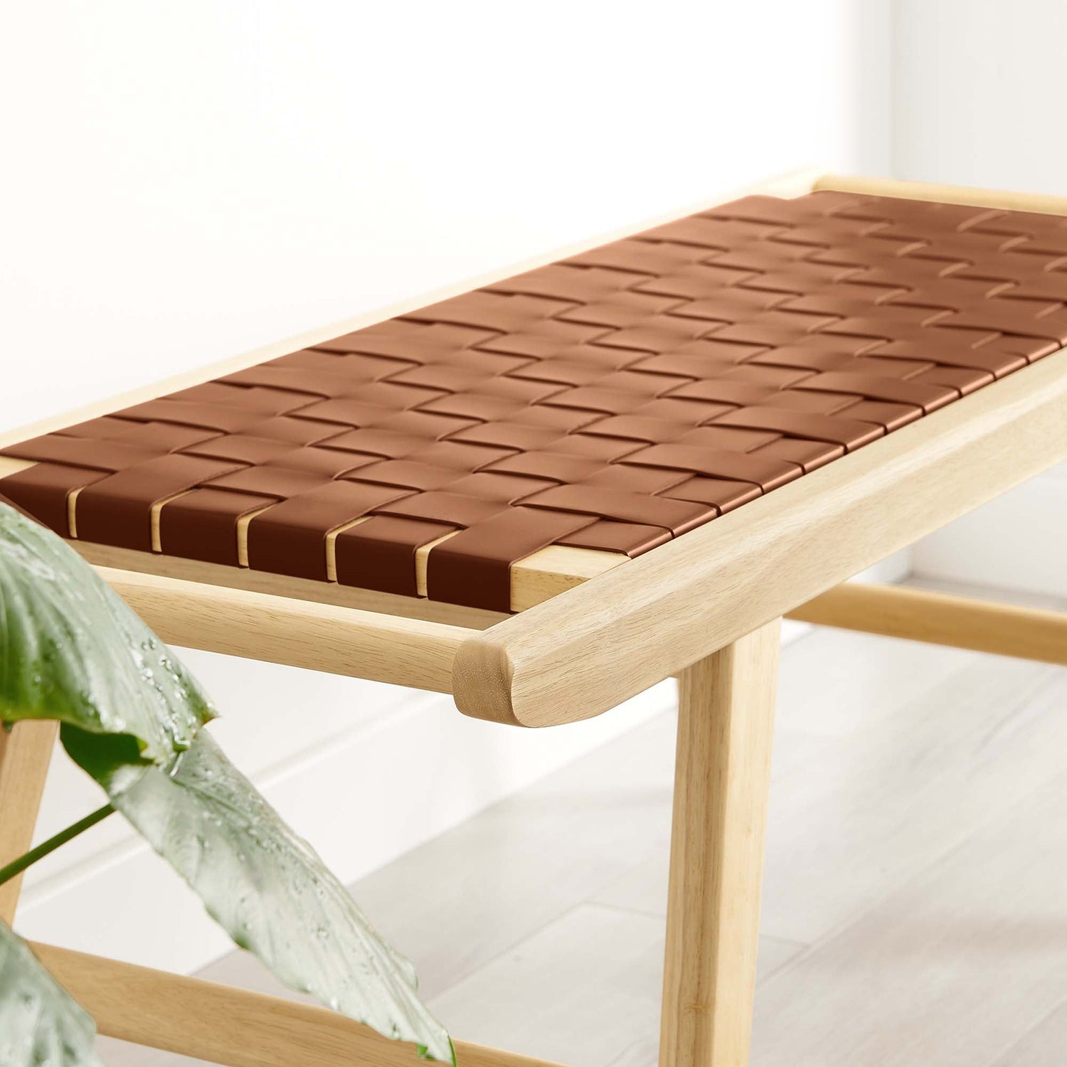 Saoirse 47" Faux Leather Wood Bench by Modway