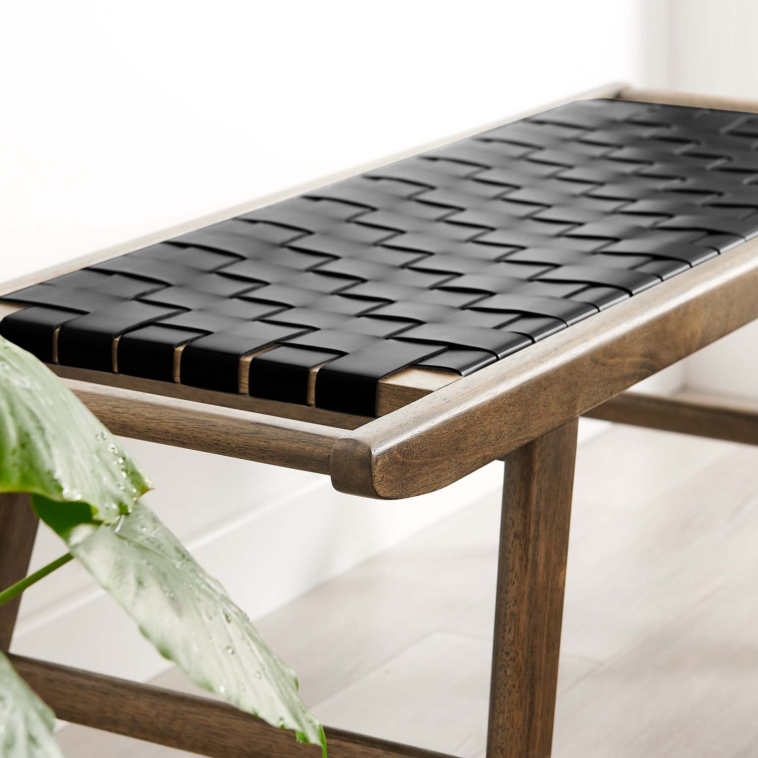 Saoirse 47" Faux Leather Wood Bench by Modway
