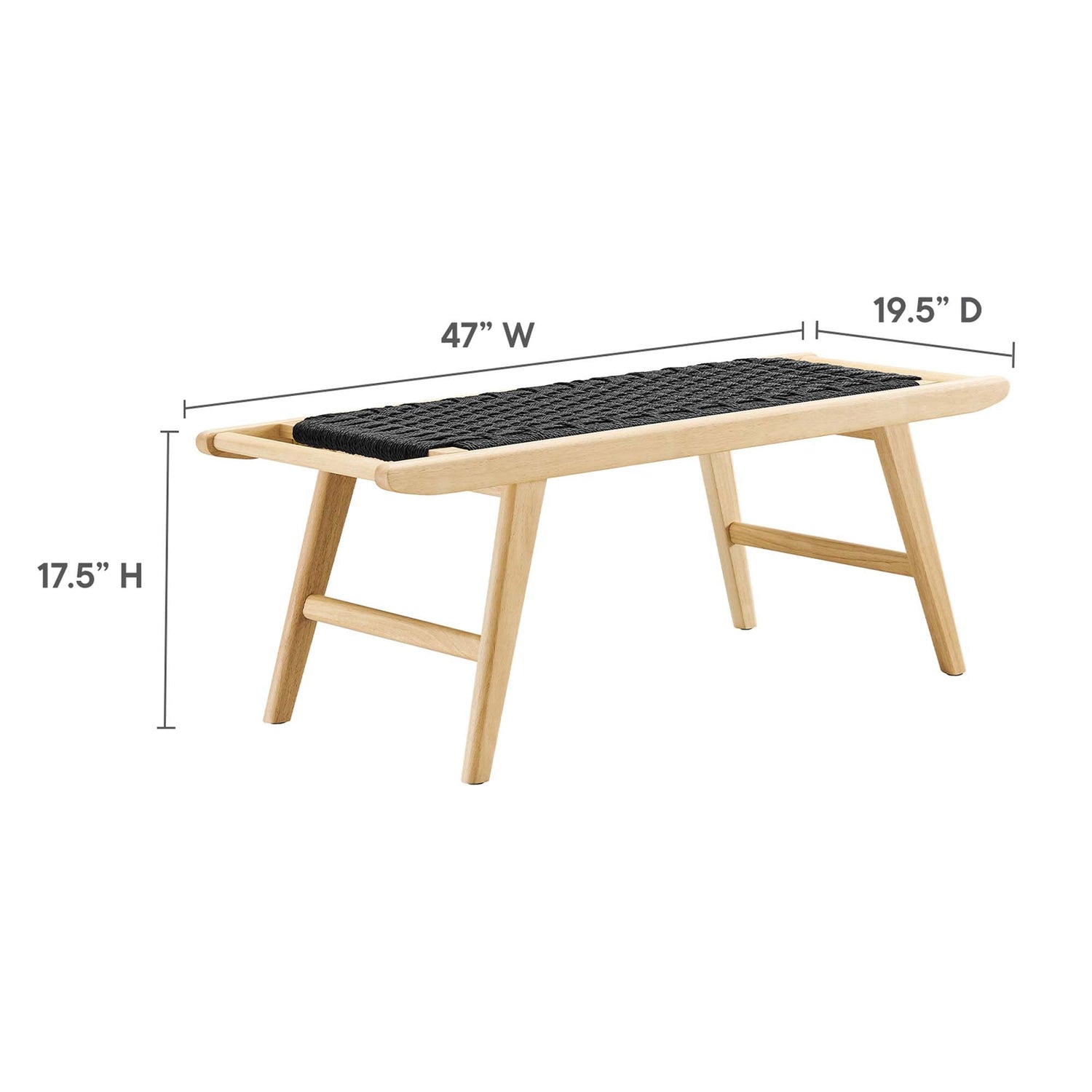 Saoirse 47" Woven Rope Wood Bench by Modway