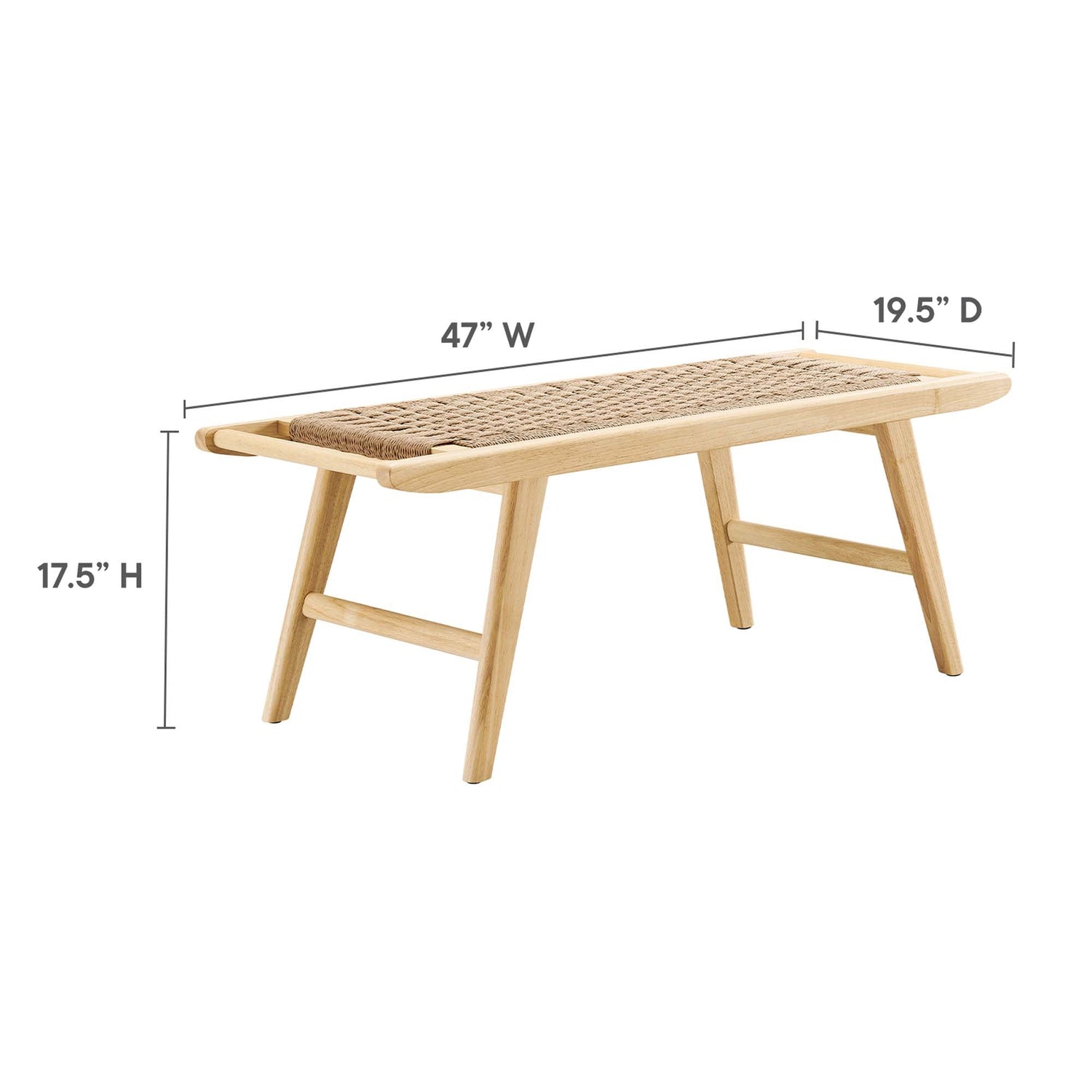 Saoirse 47" Woven Rope Wood Bench by Modway