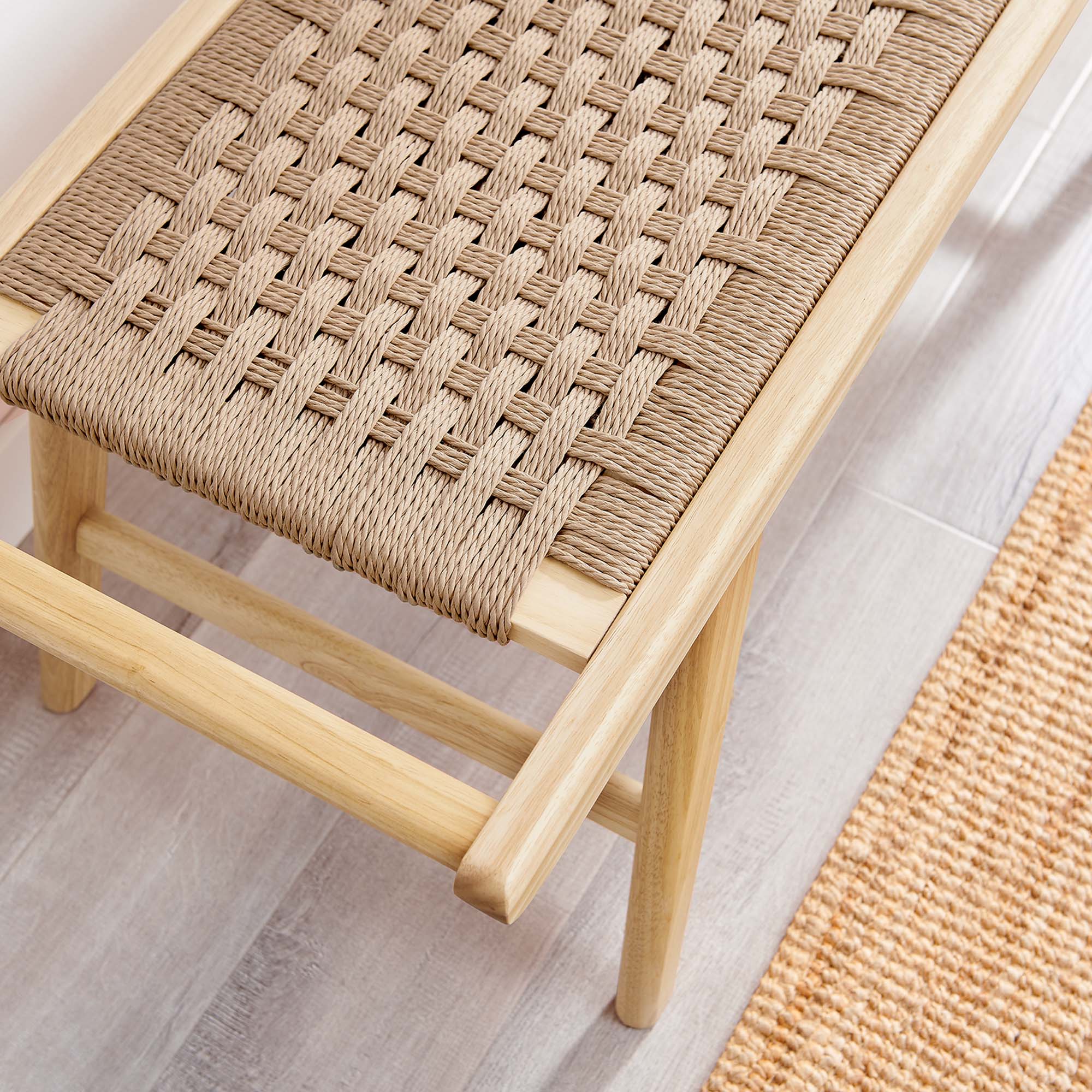 Saoirse 47" Woven Rope Wood Bench by Modway
