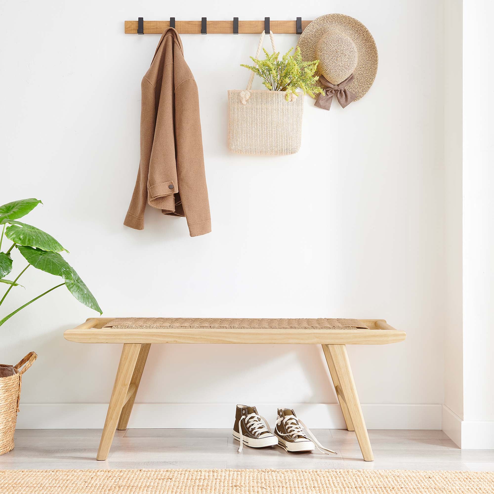Saoirse 47" Woven Rope Wood Bench by Modway