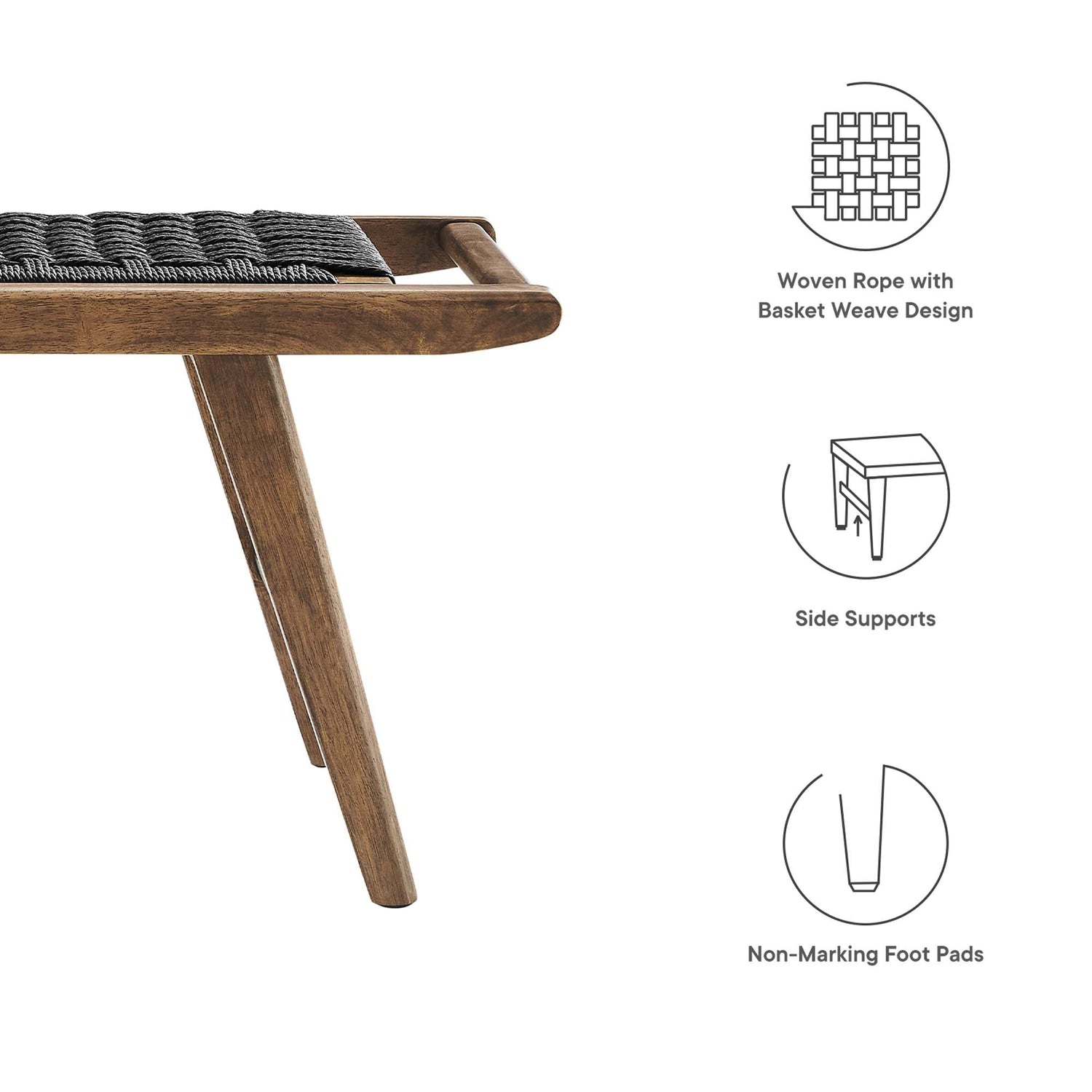 Saoirse 47" Woven Rope Wood Bench by Modway