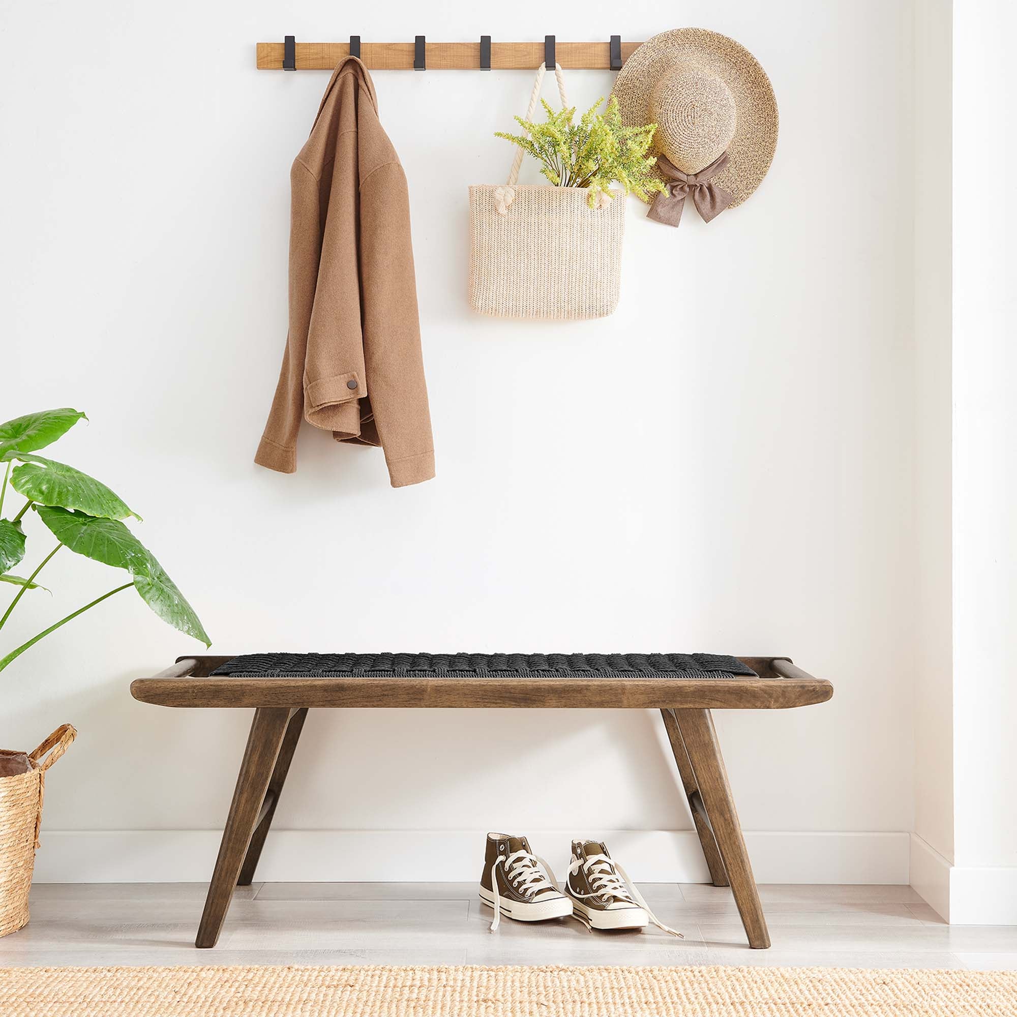 Saoirse 47" Woven Rope Wood Bench by Modway