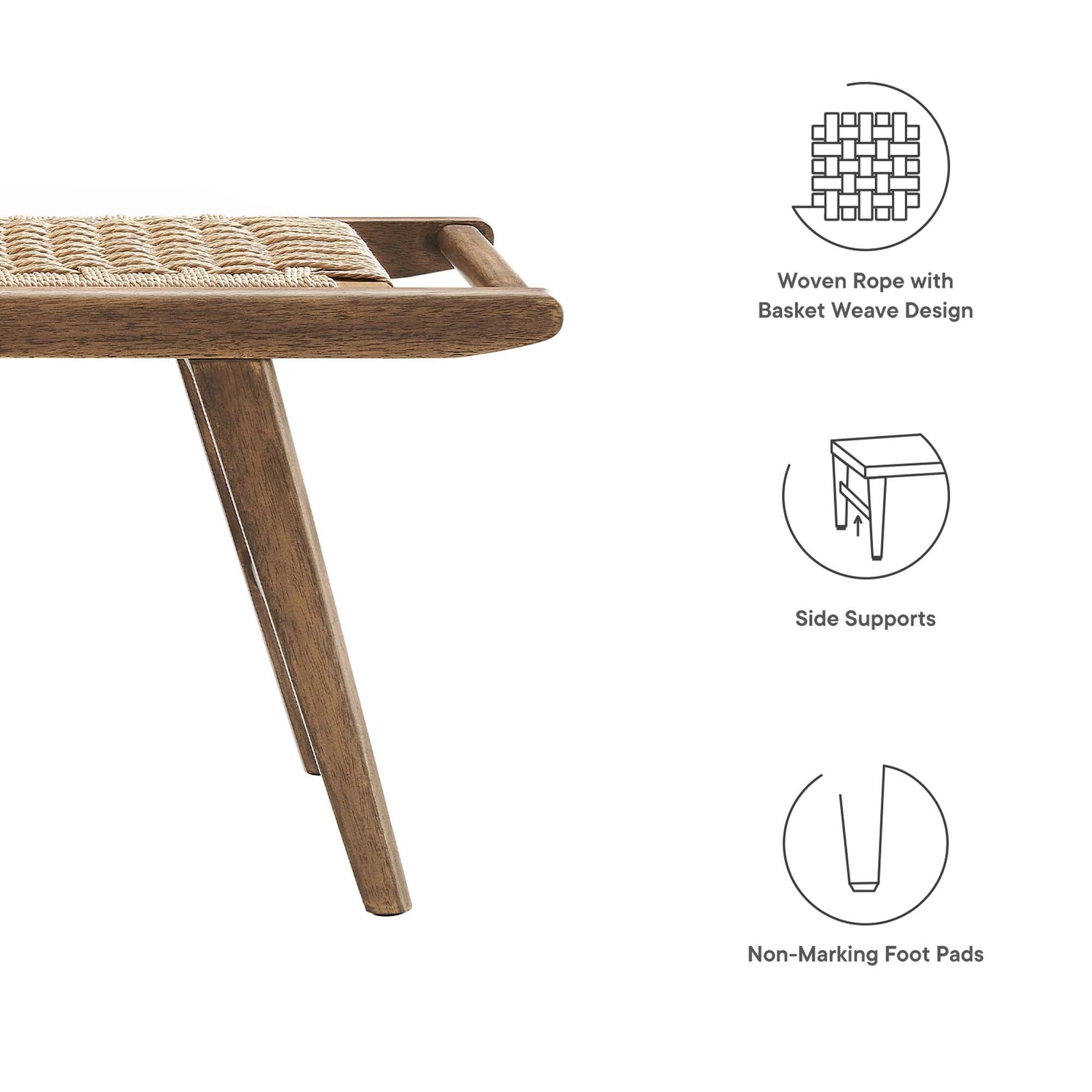 Saoirse 47" Woven Rope Wood Bench by Modway