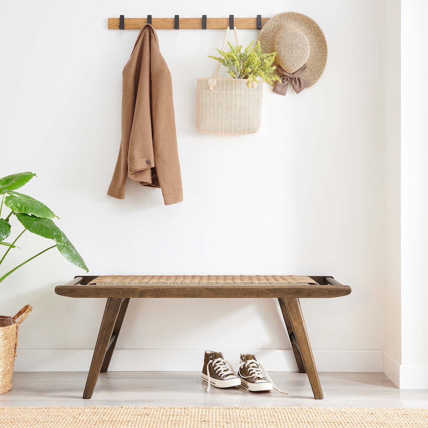 Saoirse 47" Woven Rope Wood Bench by Modway