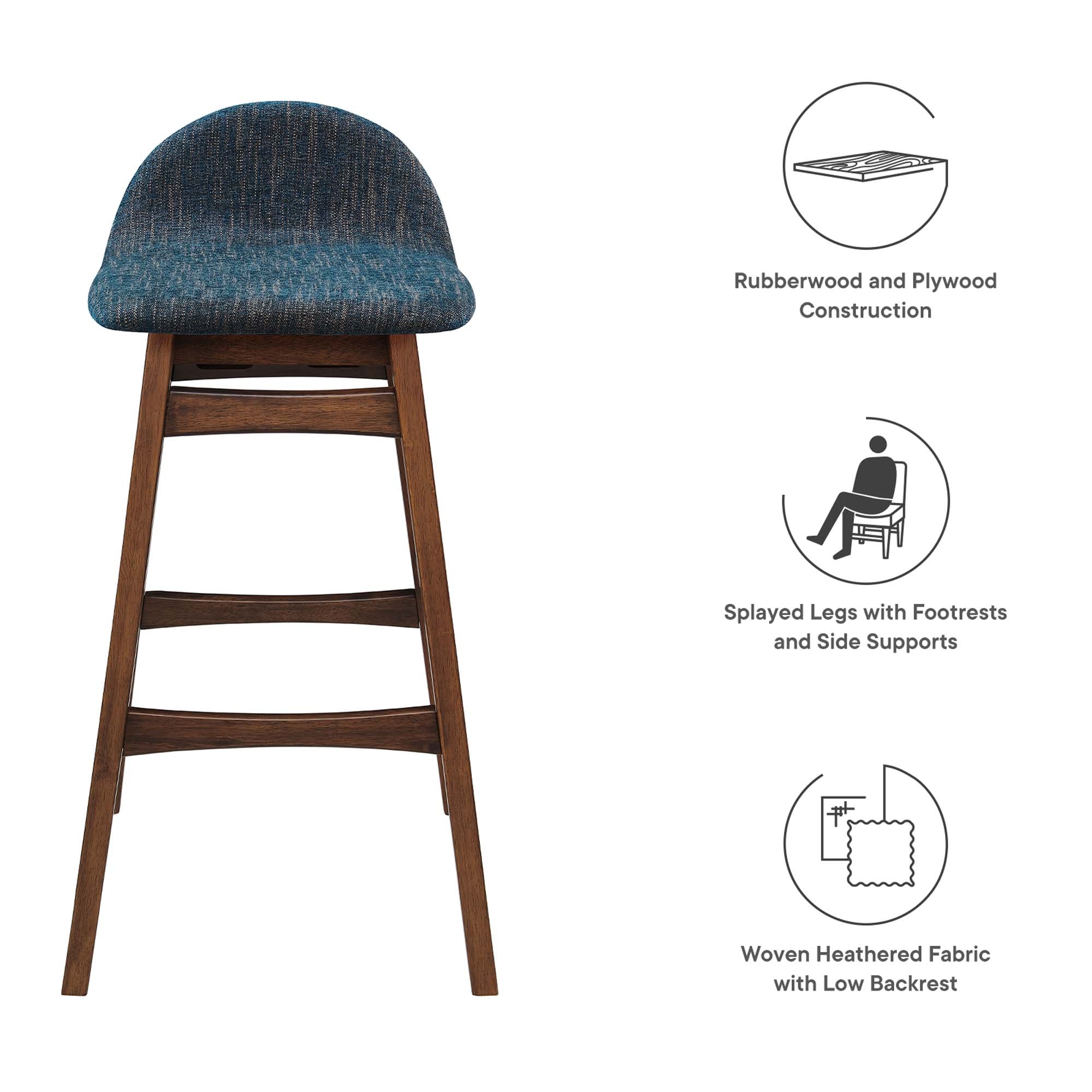 Juno Heathered Fabric Wood Bar Stool - Set of 2 by Modway