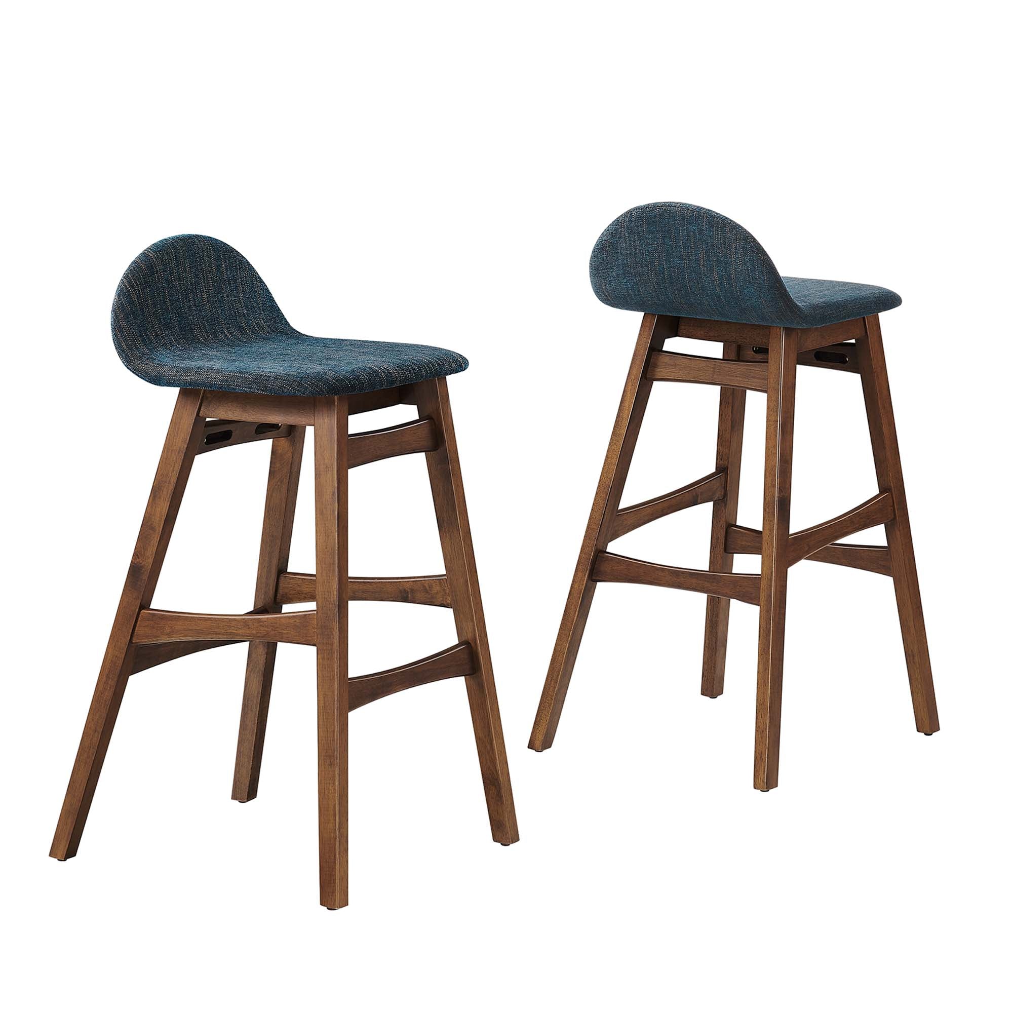Juno Heathered Fabric Wood Bar Stool - Set of 2 by Modway