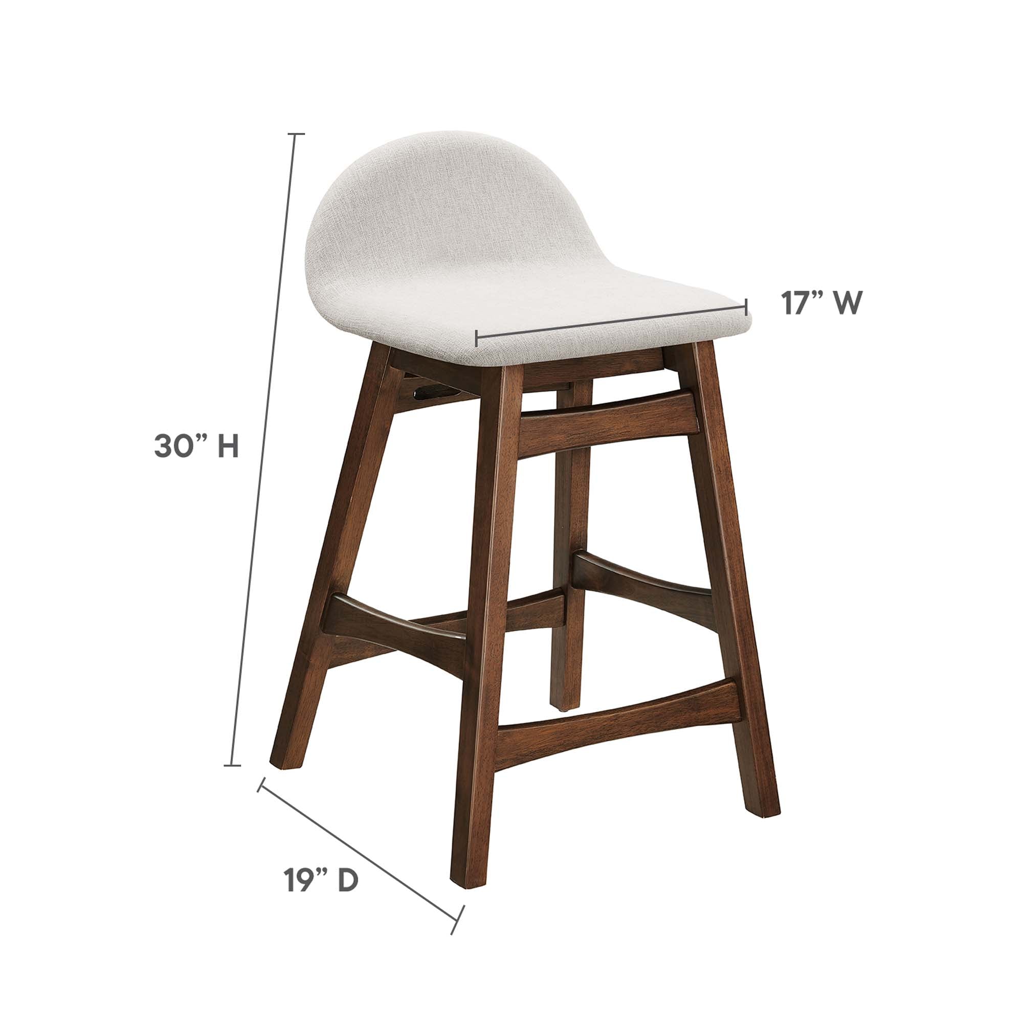 Juno Heathered Fabric Wood Counter Stool - Set of 2 by Modway