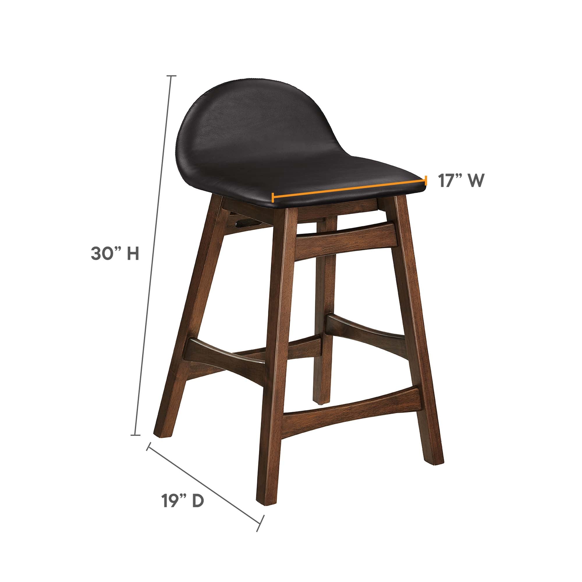 Juno Vegan Leather Wood Counter Stool - Set of 2 by Modway