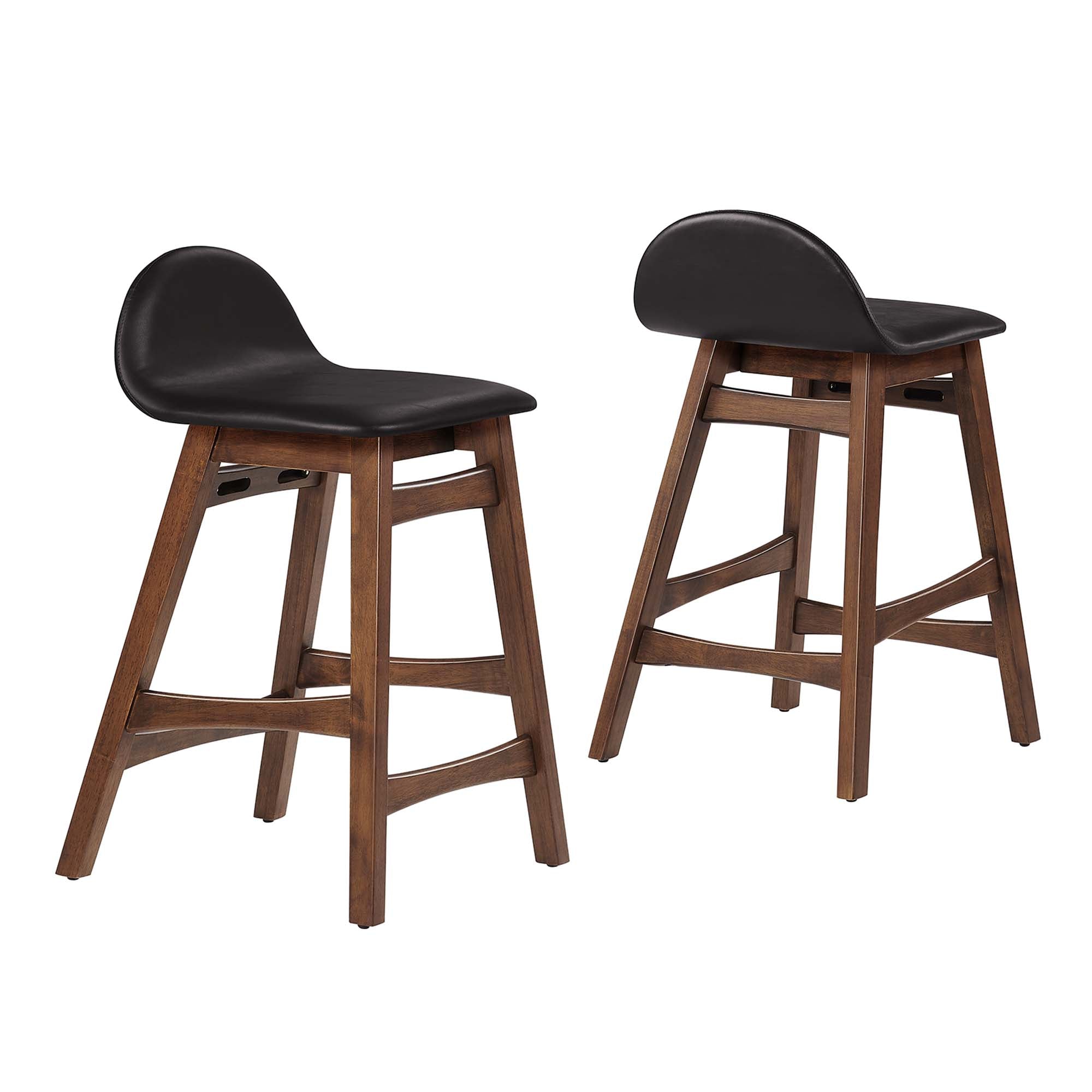 Juno Vegan Leather Wood Counter Stool - Set of 2 by Modway