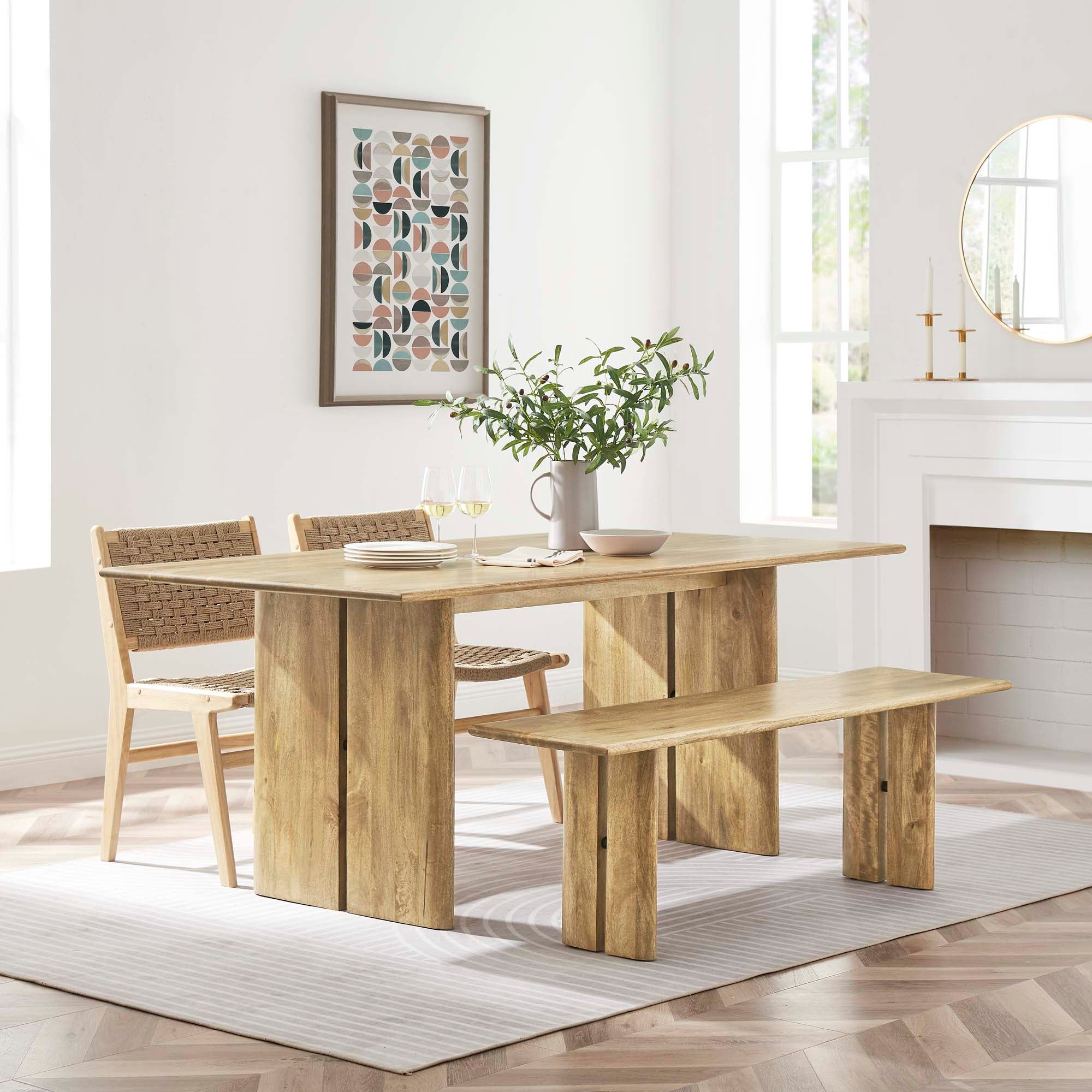 Amistad 72" Wood Dining Table and Bench Set by Modway