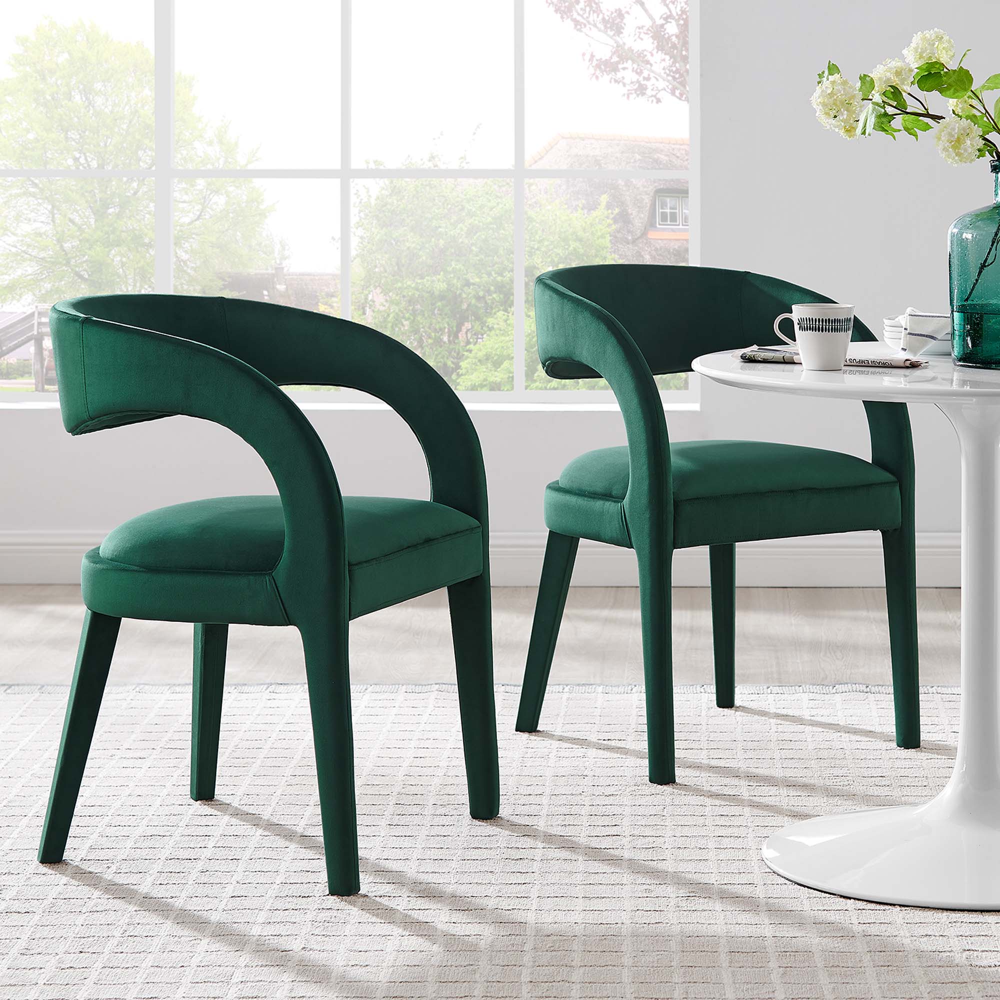 Pinnacle Performance Velvet Dining Chair Set of Two by Modway