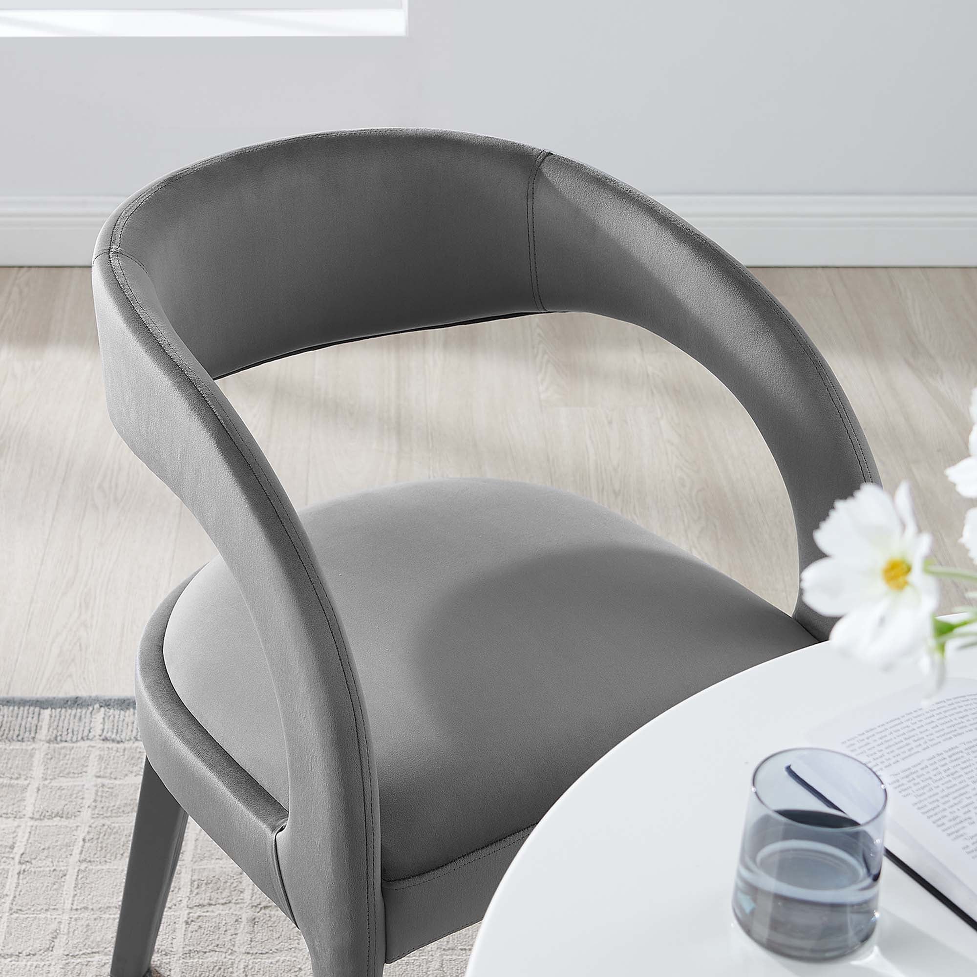 Pinnacle Performance Velvet Dining Chair Set of Two by Modway