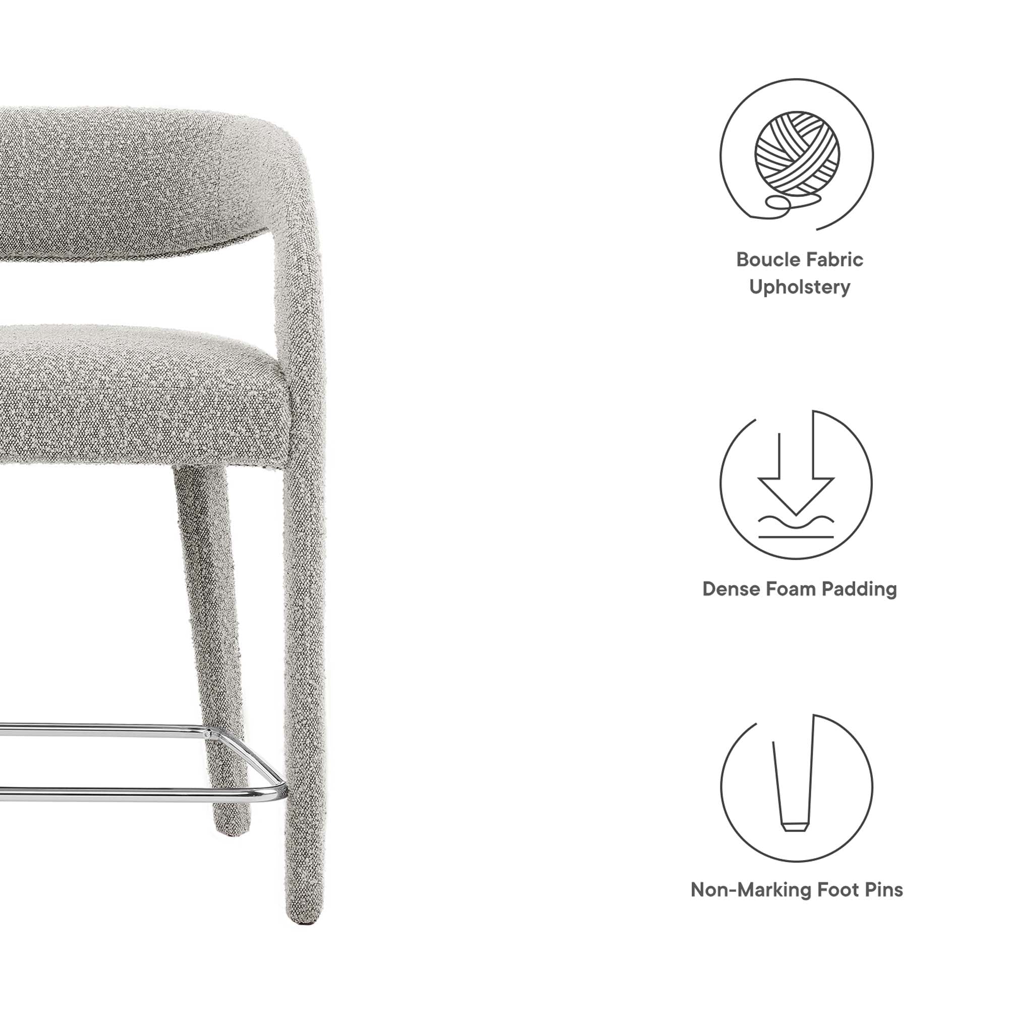 Pinnacle Boucle Upholstered Counter Stool Set of Two by Modway