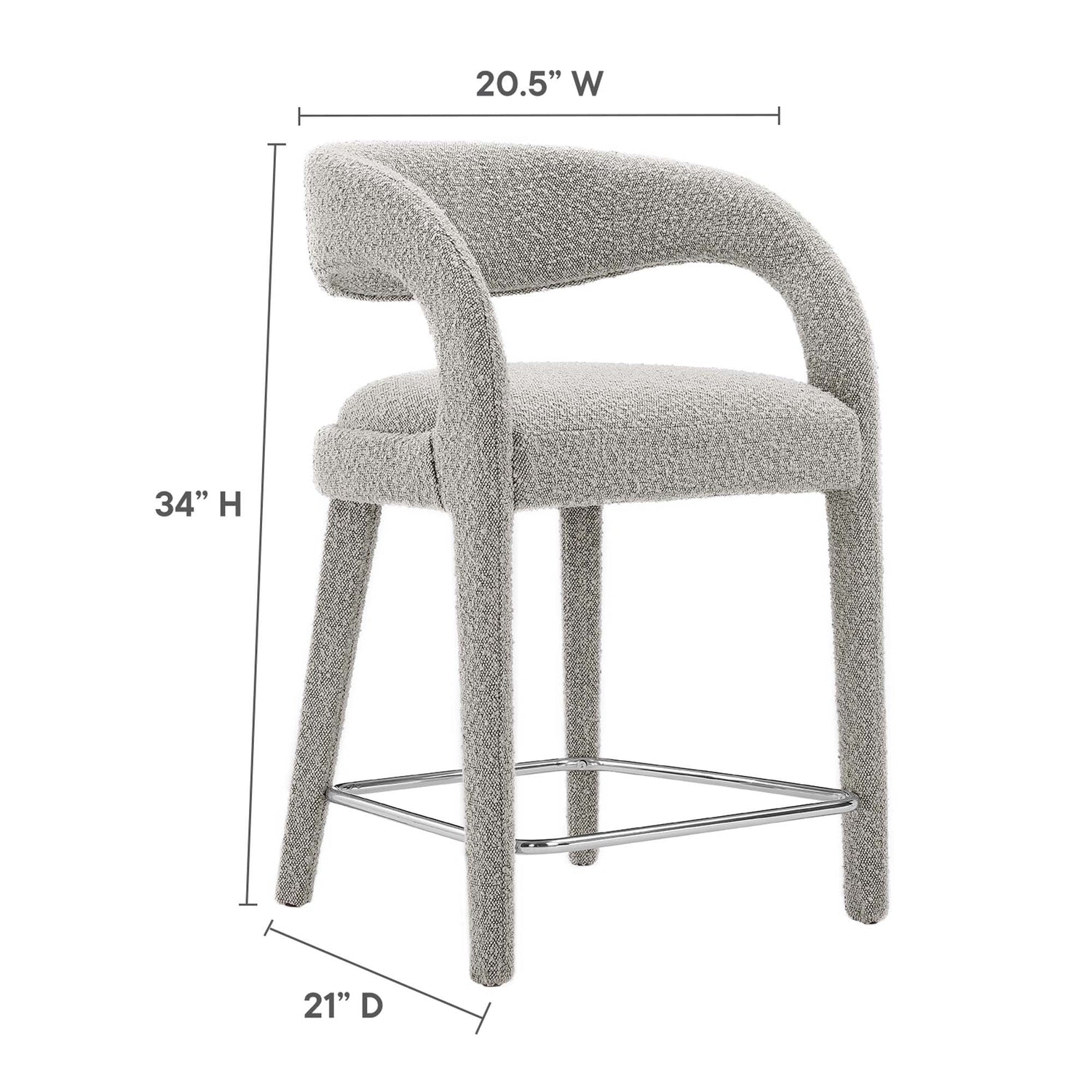 Pinnacle Boucle Upholstered Counter Stool Set of Two by Modway