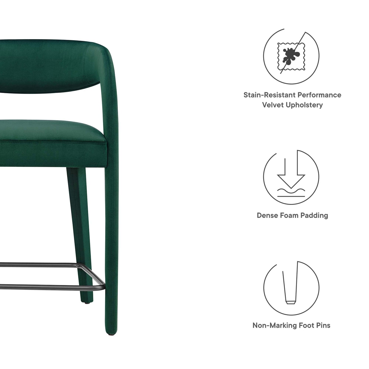 Pinnacle Performance Velvet Counter Stool Set of Two by Modway