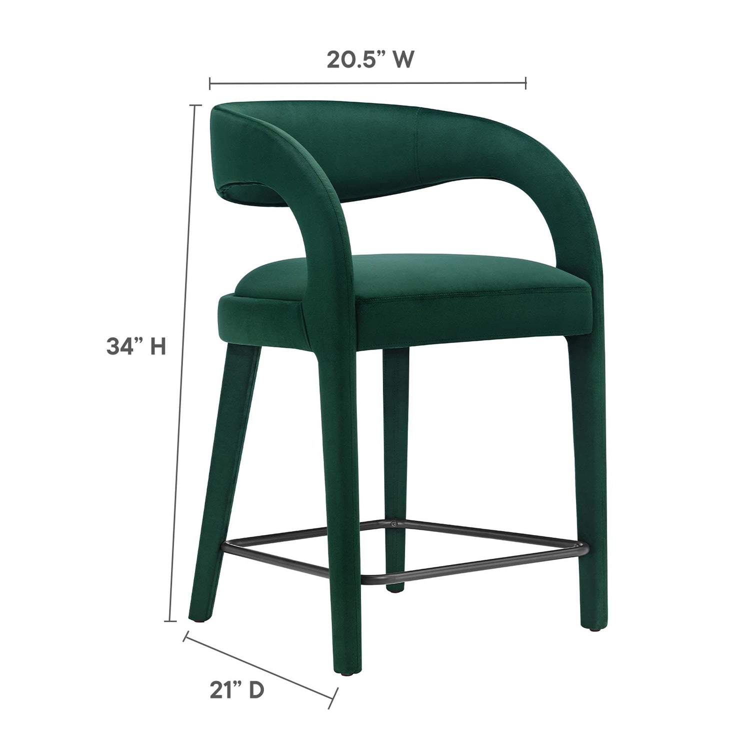Pinnacle Performance Velvet Counter Stool Set of Two by Modway