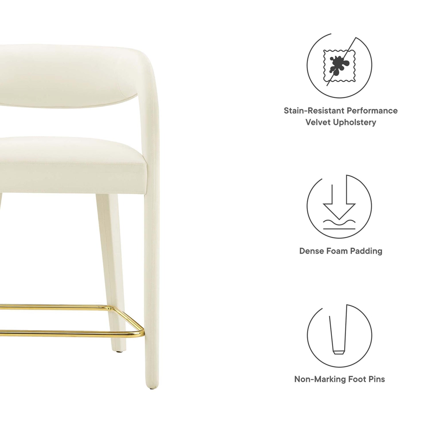 Pinnacle Performance Velvet Counter Stool Set of Two by Modway