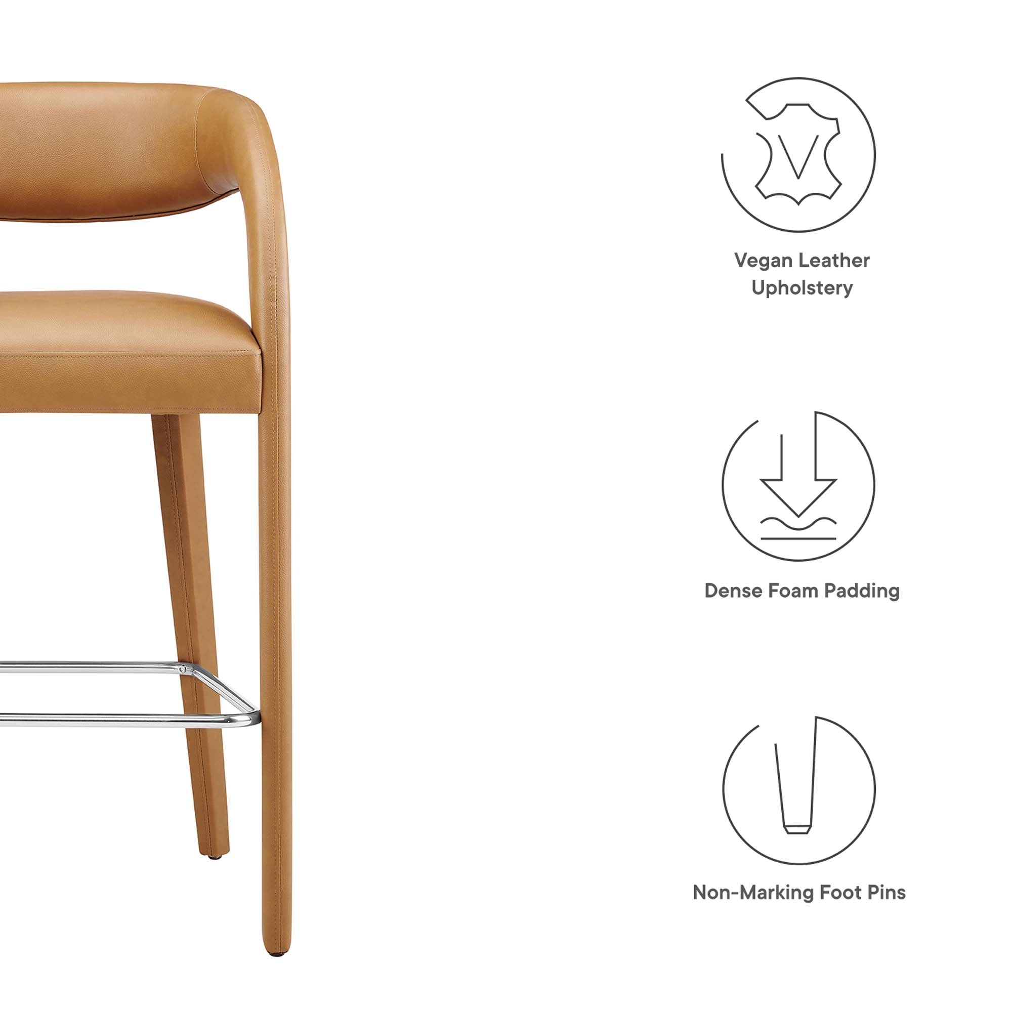 Pinnacle Vegan Leather Bar Stool Set of Two by Modway