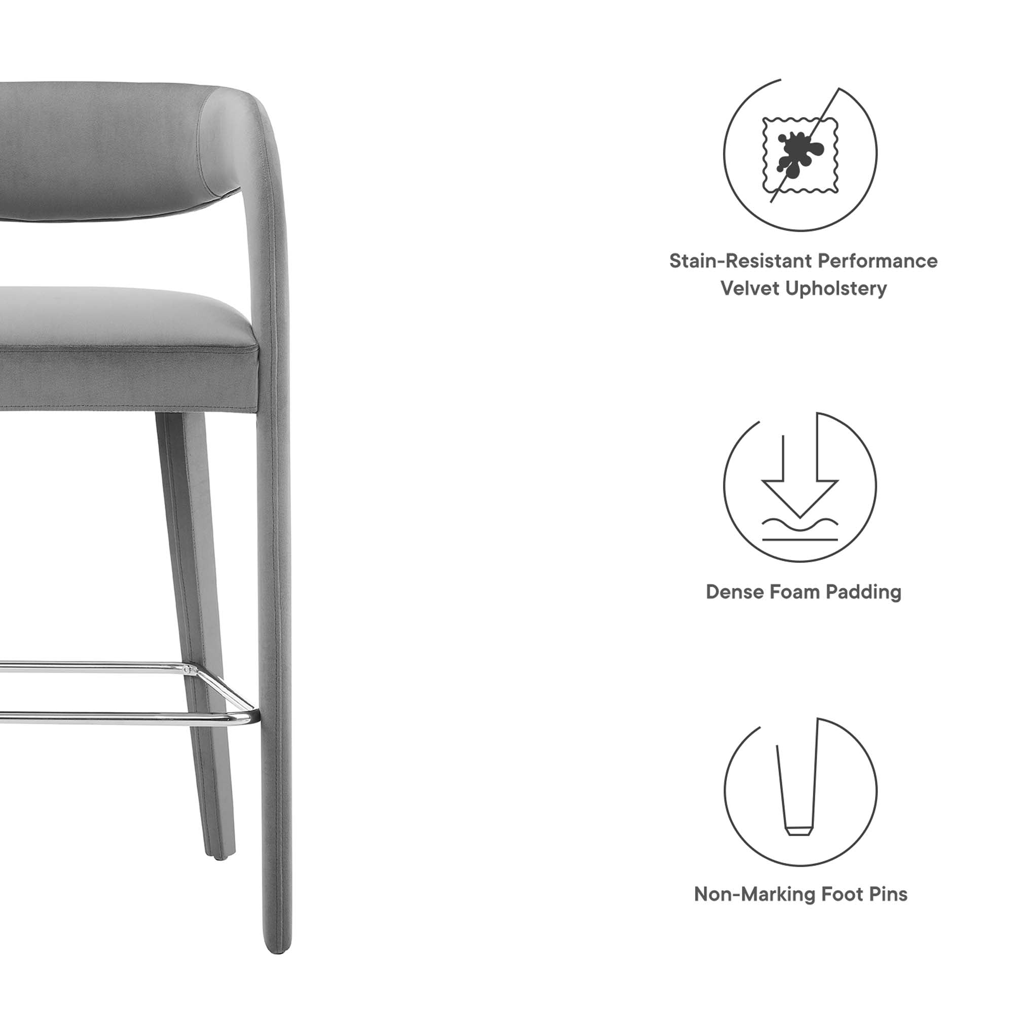 Pinnacle Performance Velvet Bar Stool Set of Two by Modway