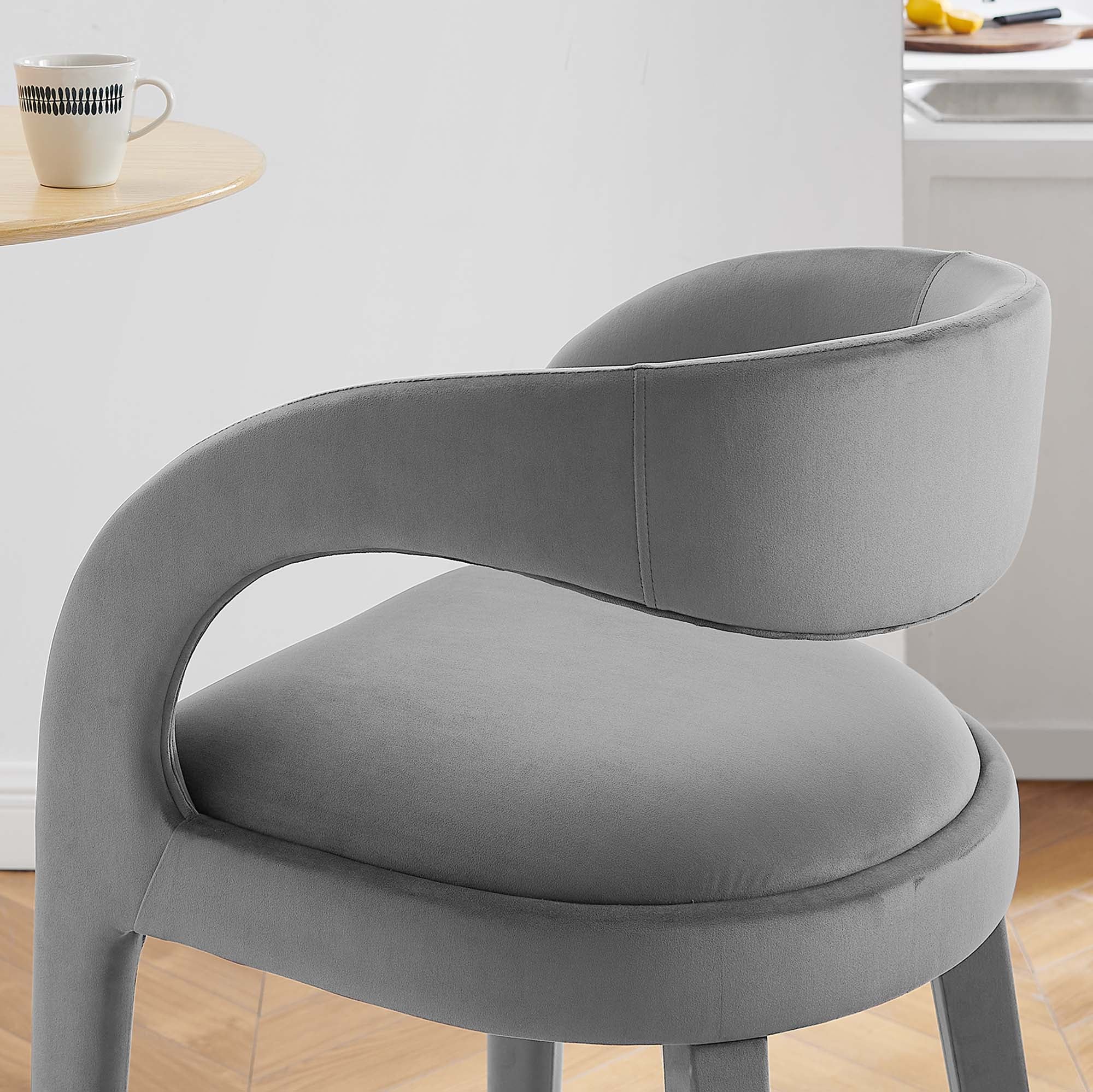 Pinnacle Performance Velvet Bar Stool Set of Two by Modway