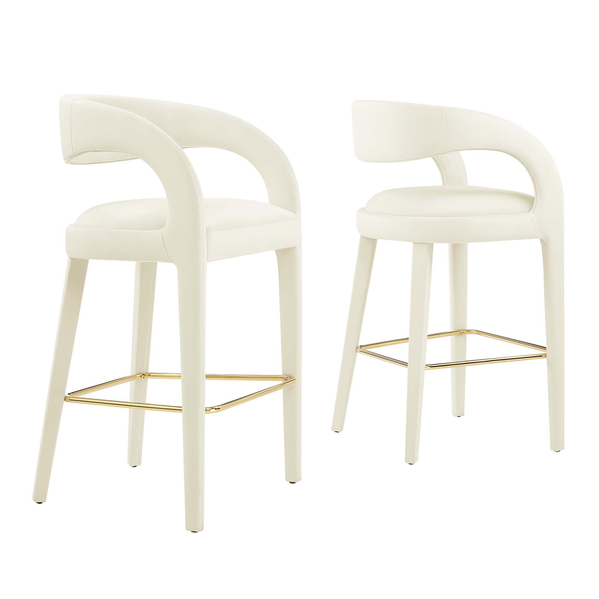 Pinnacle Performance Velvet Bar Stool Set of Two by Modway