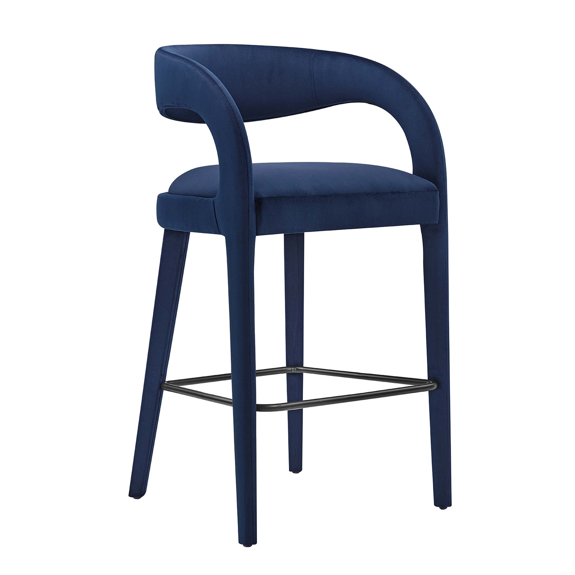 Pinnacle Performance Velvet Bar Stool Set of Two by Modway