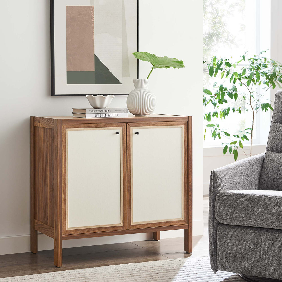 Capri 33" Wood Grain Storage Cabinet by Modway