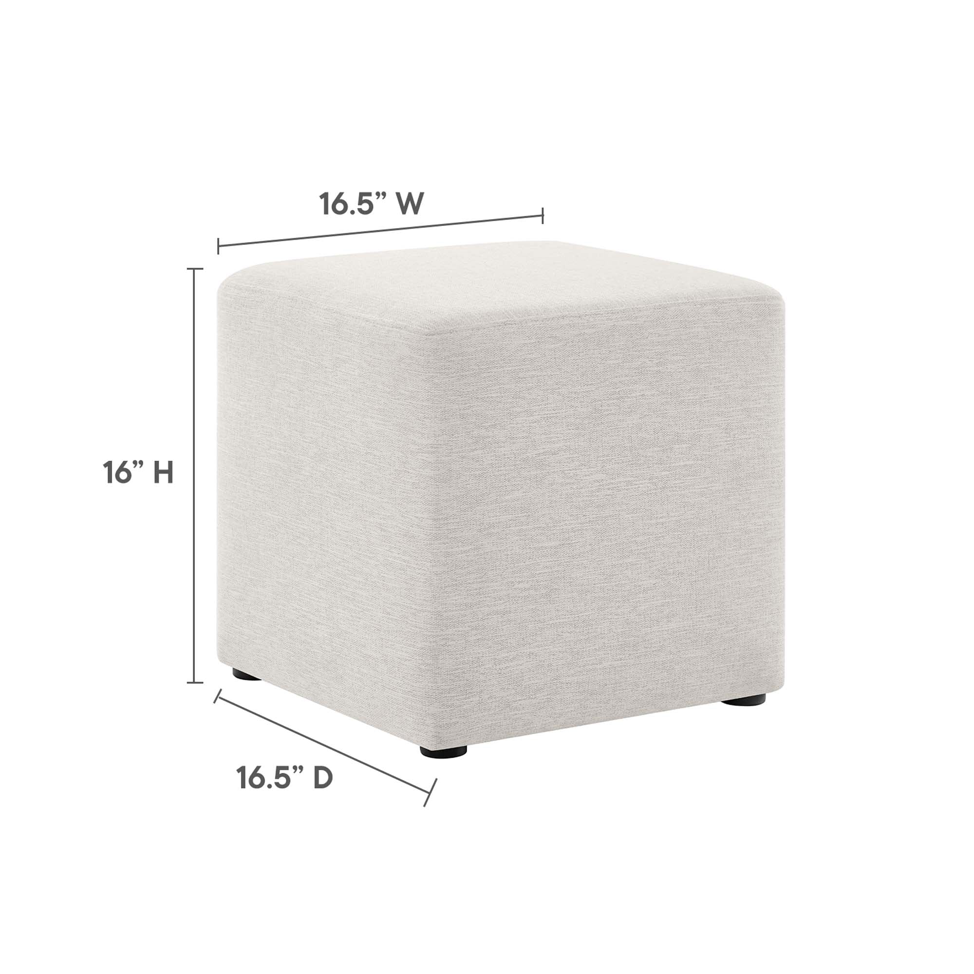 Callum 17" Square Woven Heathered Fabric Upholstered Ottoman by Modway