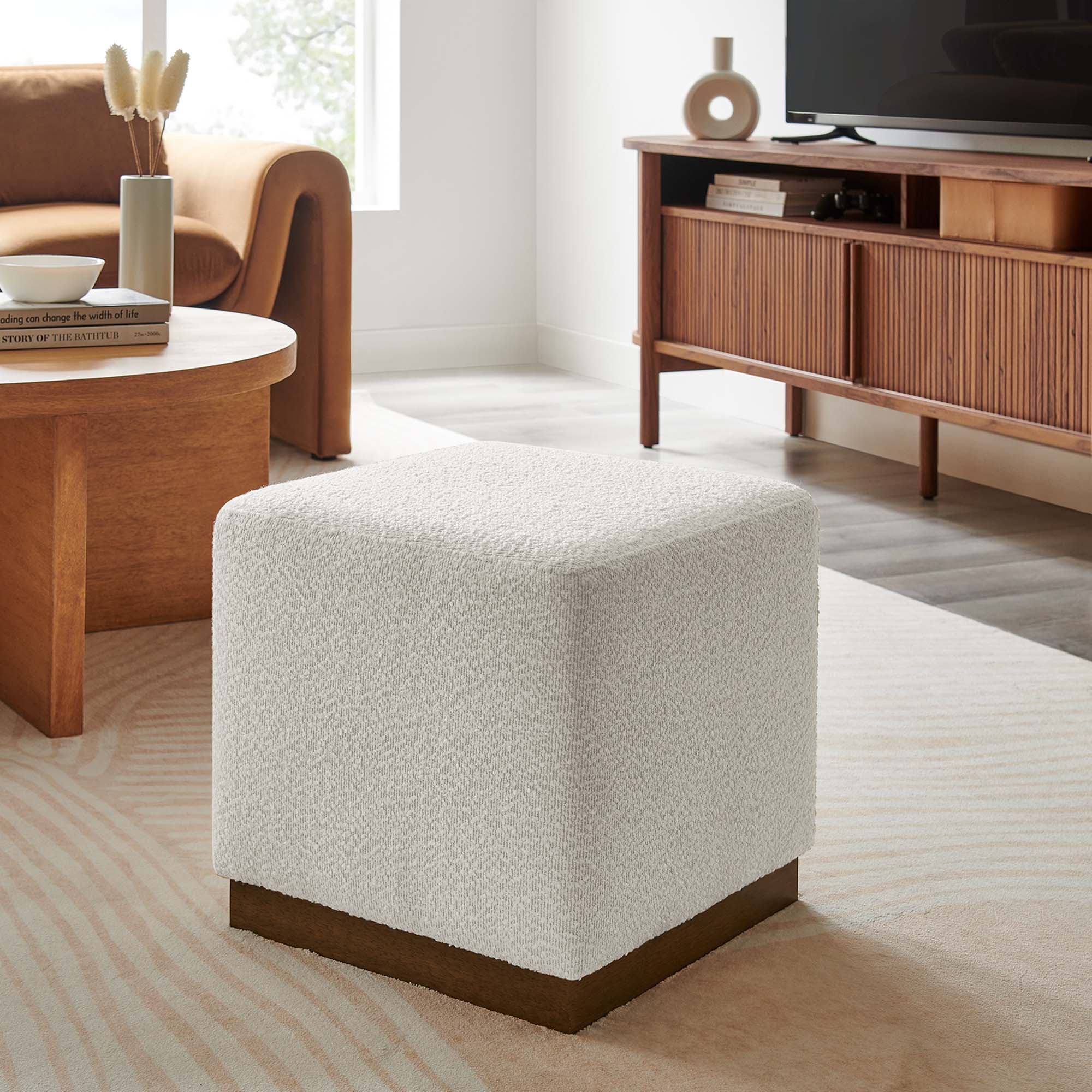 Tilden 17" Square Boucle Upholstered Ottoman by Modway