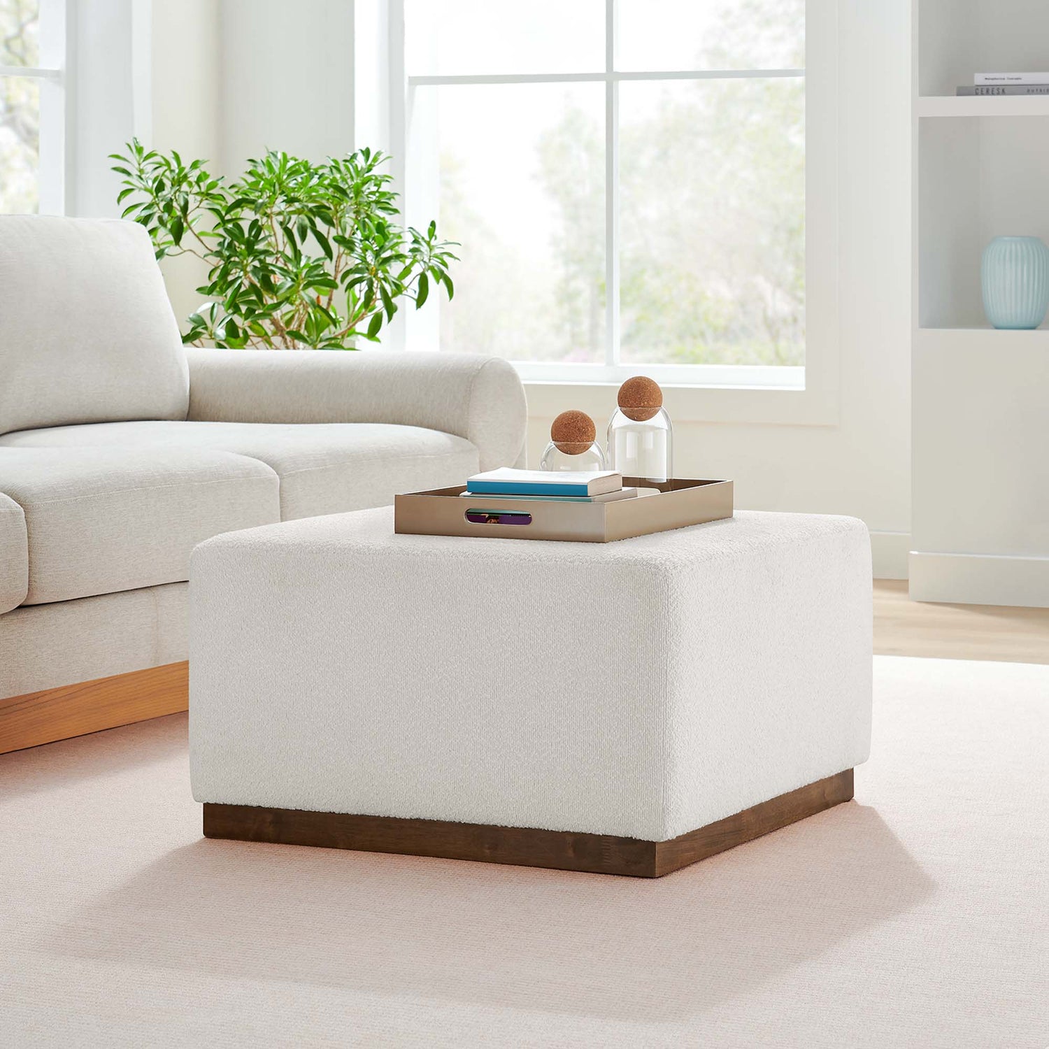 Tilden Large 28" Square Boucle Upholstered Ottoman by Modway