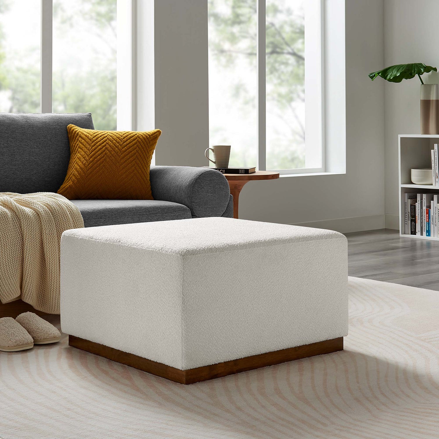 Tilden Large 28" Square Boucle Upholstered Ottoman by Modway