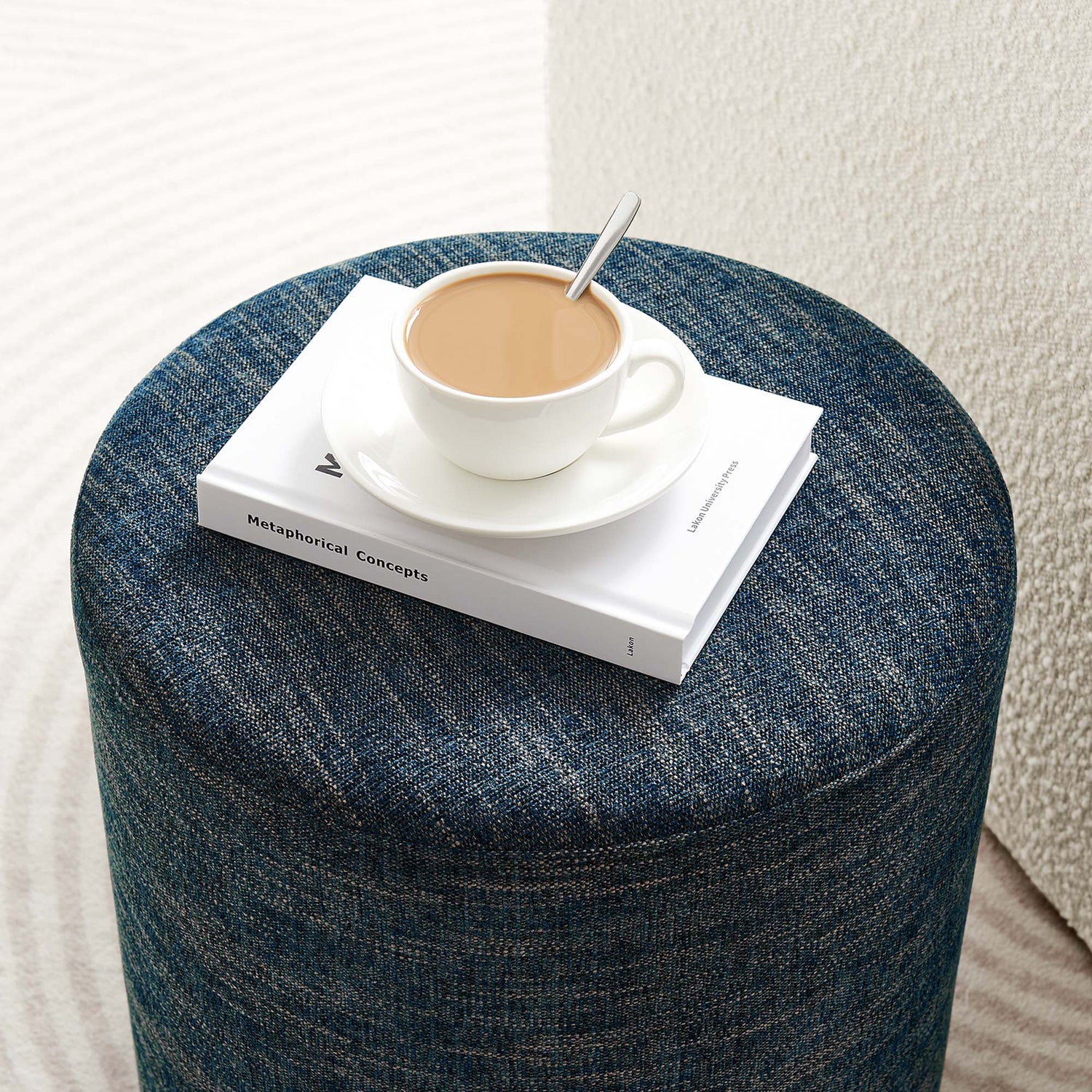 Callum 16" Round Woven Heathered Fabric Upholstered Ottoman by Modway