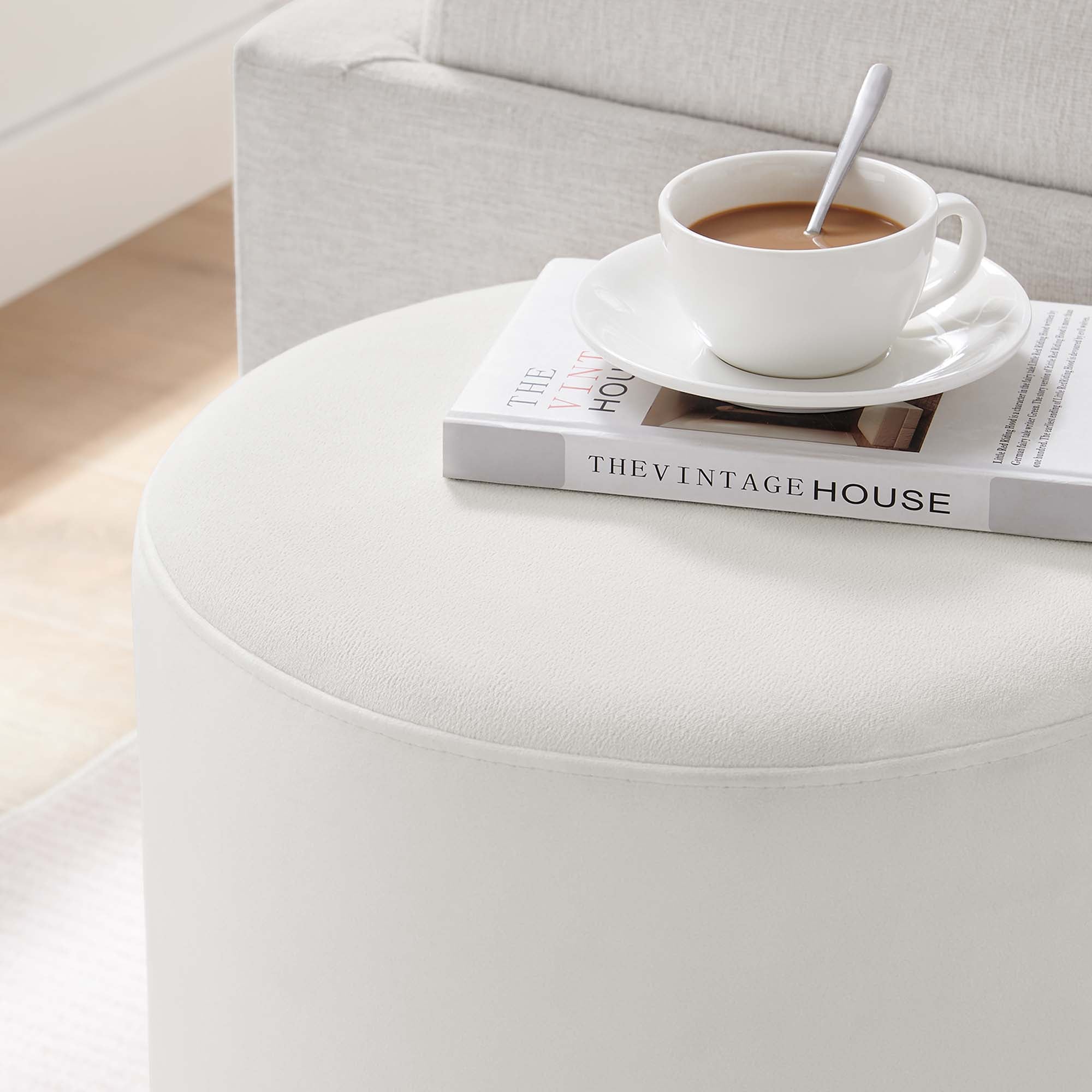 Tilden 16" Round Performance Velvet Upholstered Ottoman by Modway
