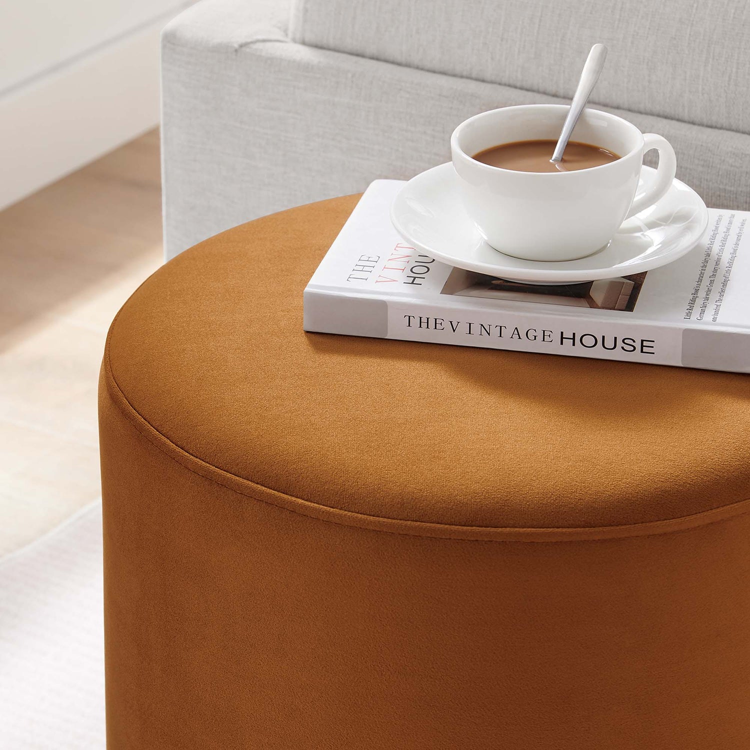 Tilden 16" Round Performance Velvet Upholstered Ottoman by Modway