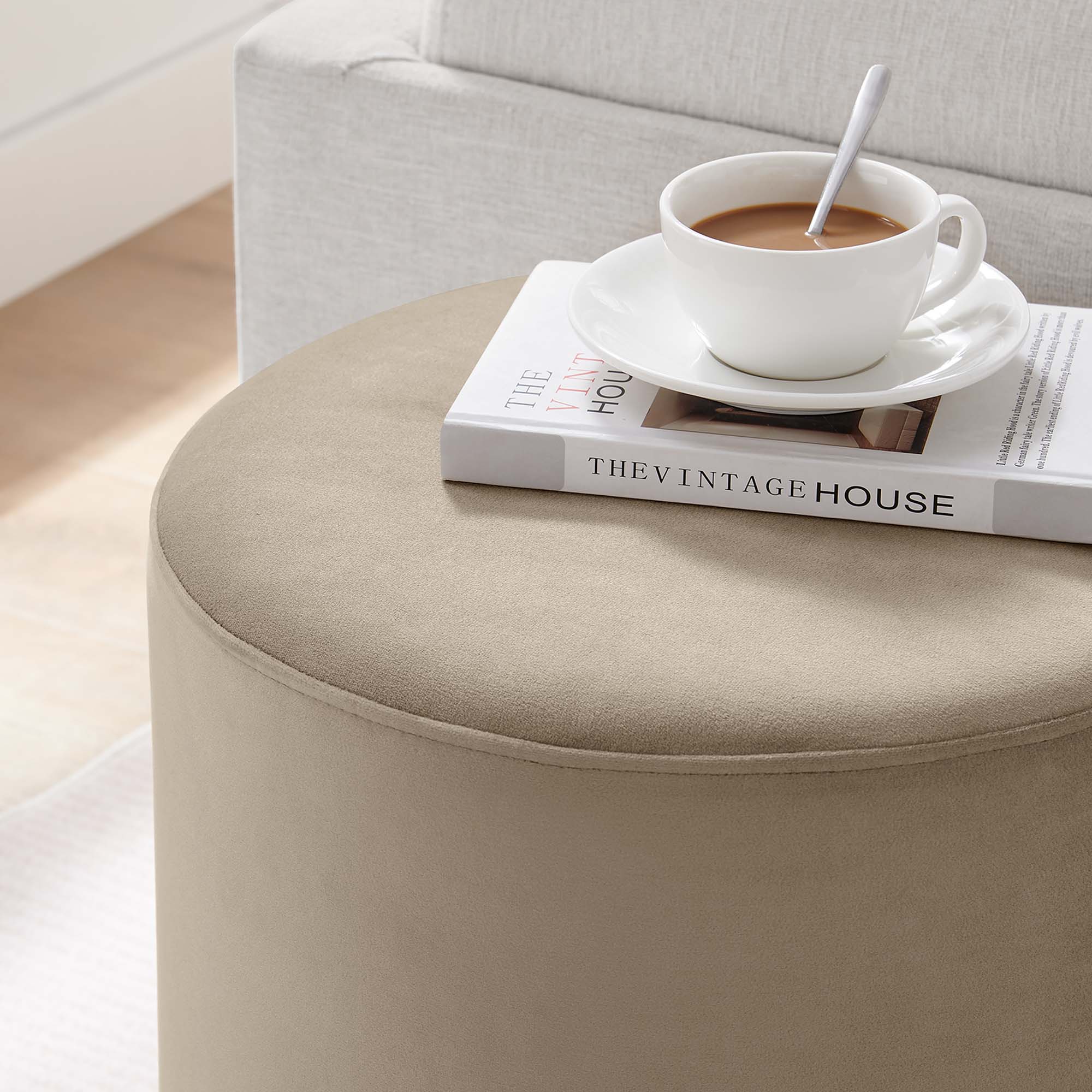 Tilden 16" Round Performance Velvet Upholstered Ottoman by Modway