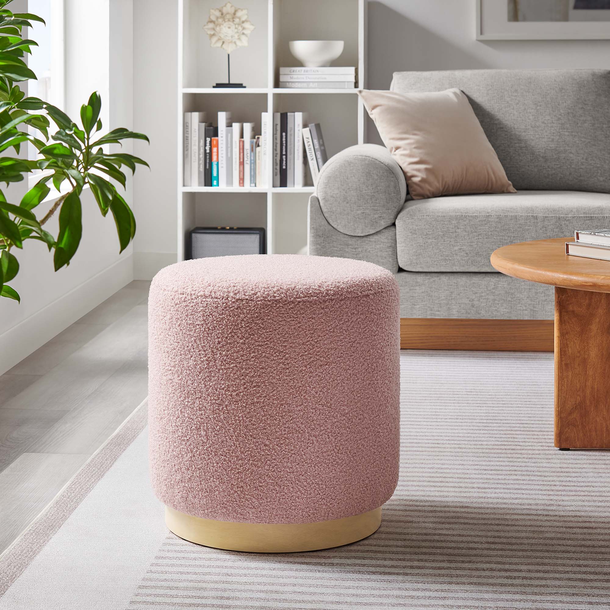 Tilden 16" Round Sherpa Upholstered Ottoman by Modway