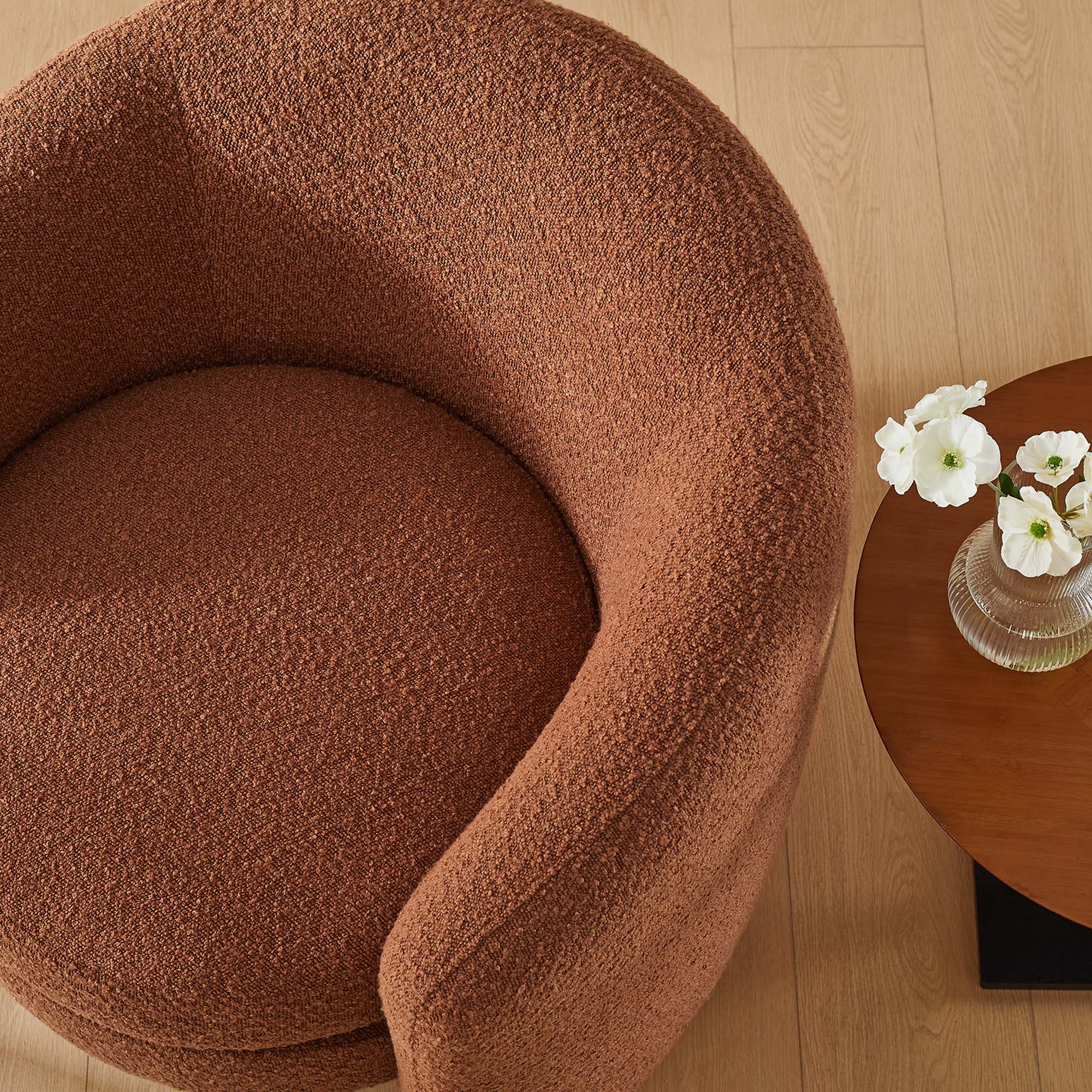 Affinity Upholstered Boucle Fabric Curved Back Armchair by Modway