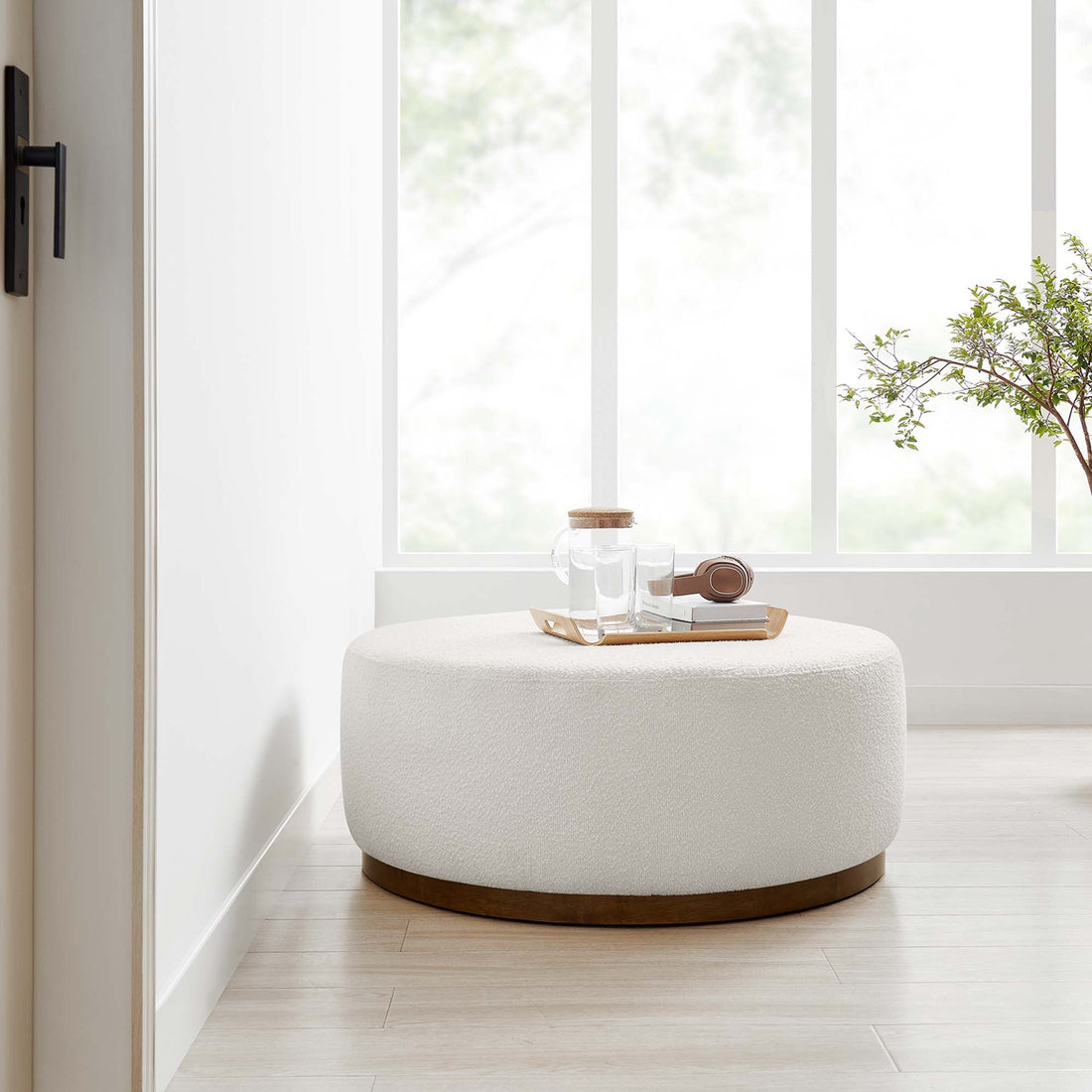 Tilden Large 38" Round Boucle Upholstered Ottoman by Modway