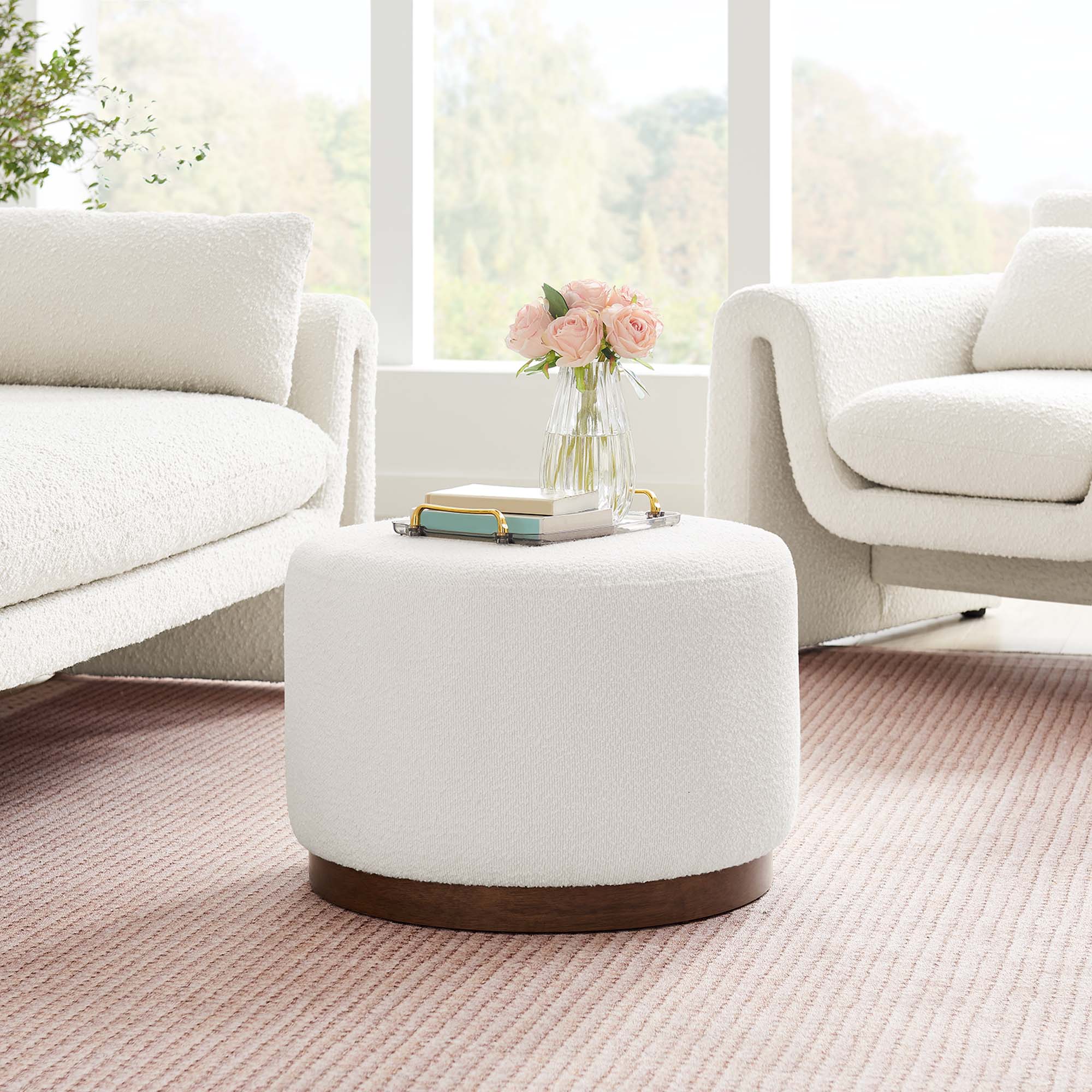 Tilden Large 23" Round Boucle Upholstered Ottoman by Modway