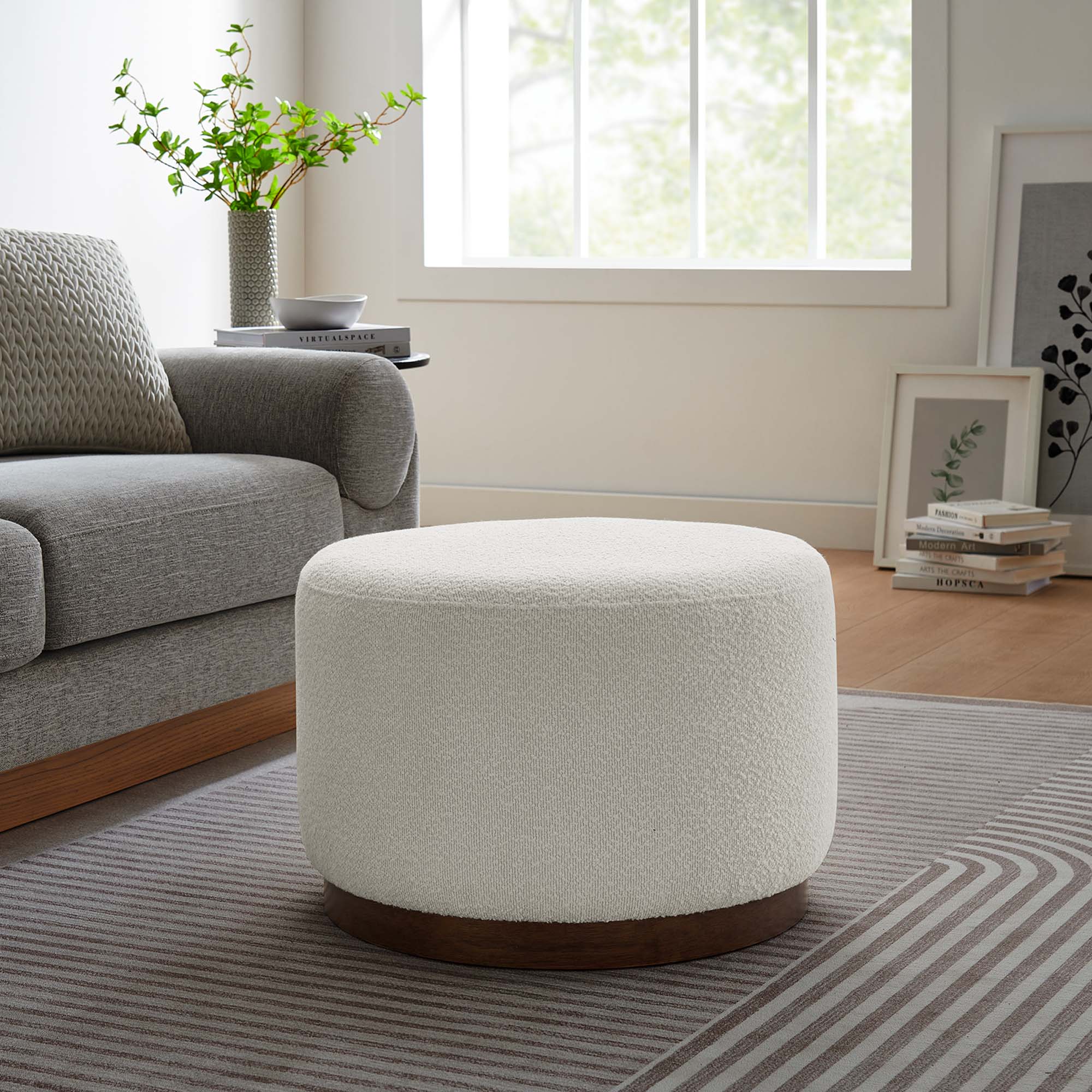 Tilden Large 23" Round Boucle Upholstered Ottoman by Modway