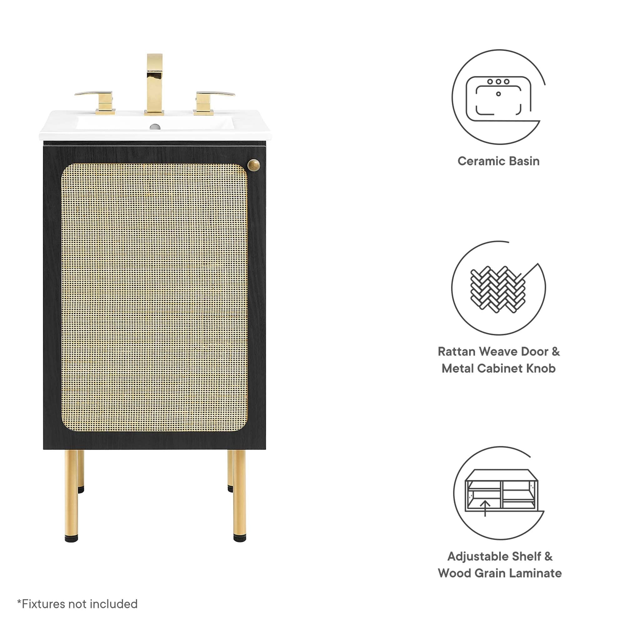 Chaucer Bathroom Vanity with White Basin Included by Modway