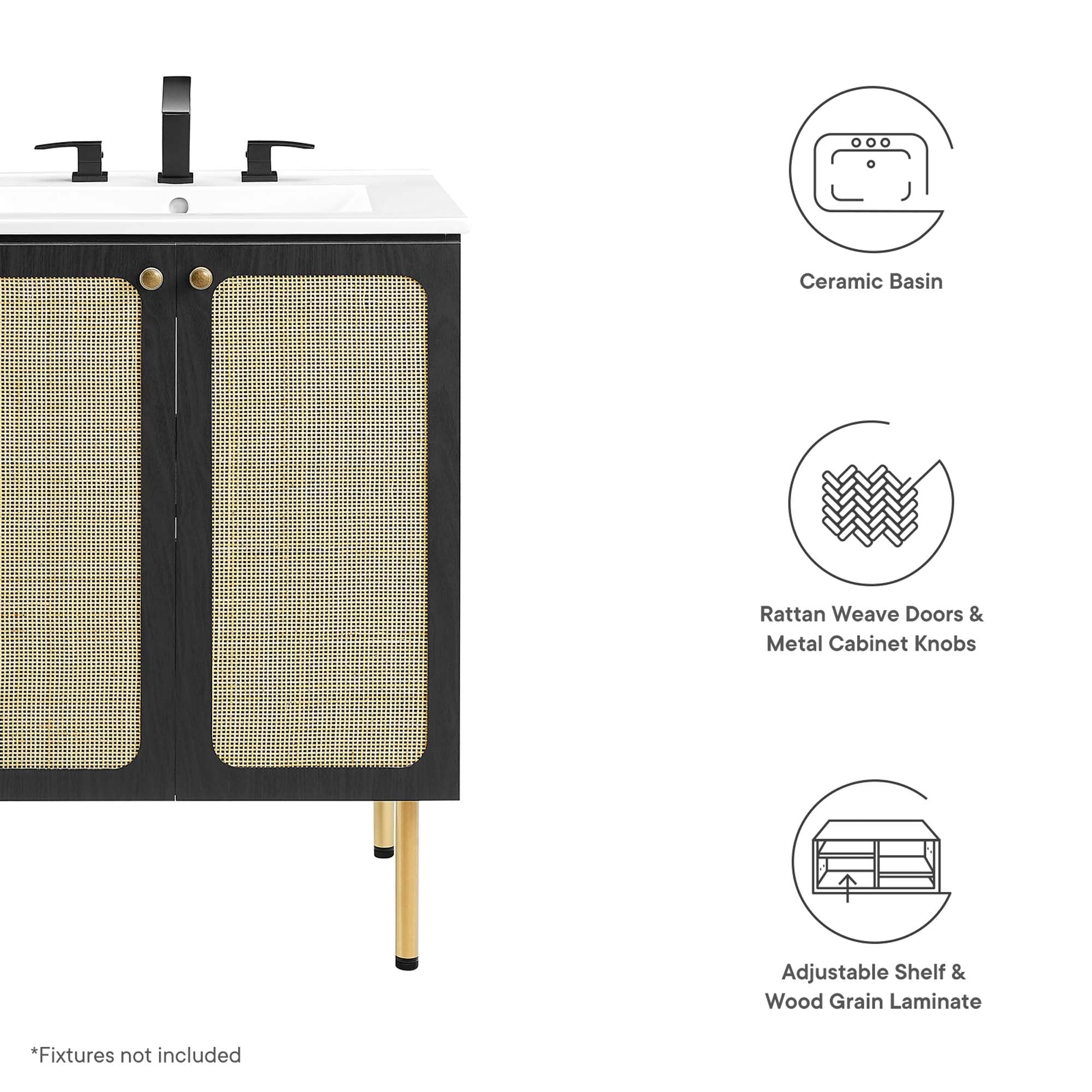Chaucer Bathroom Vanity with White Basin Included by Modway
