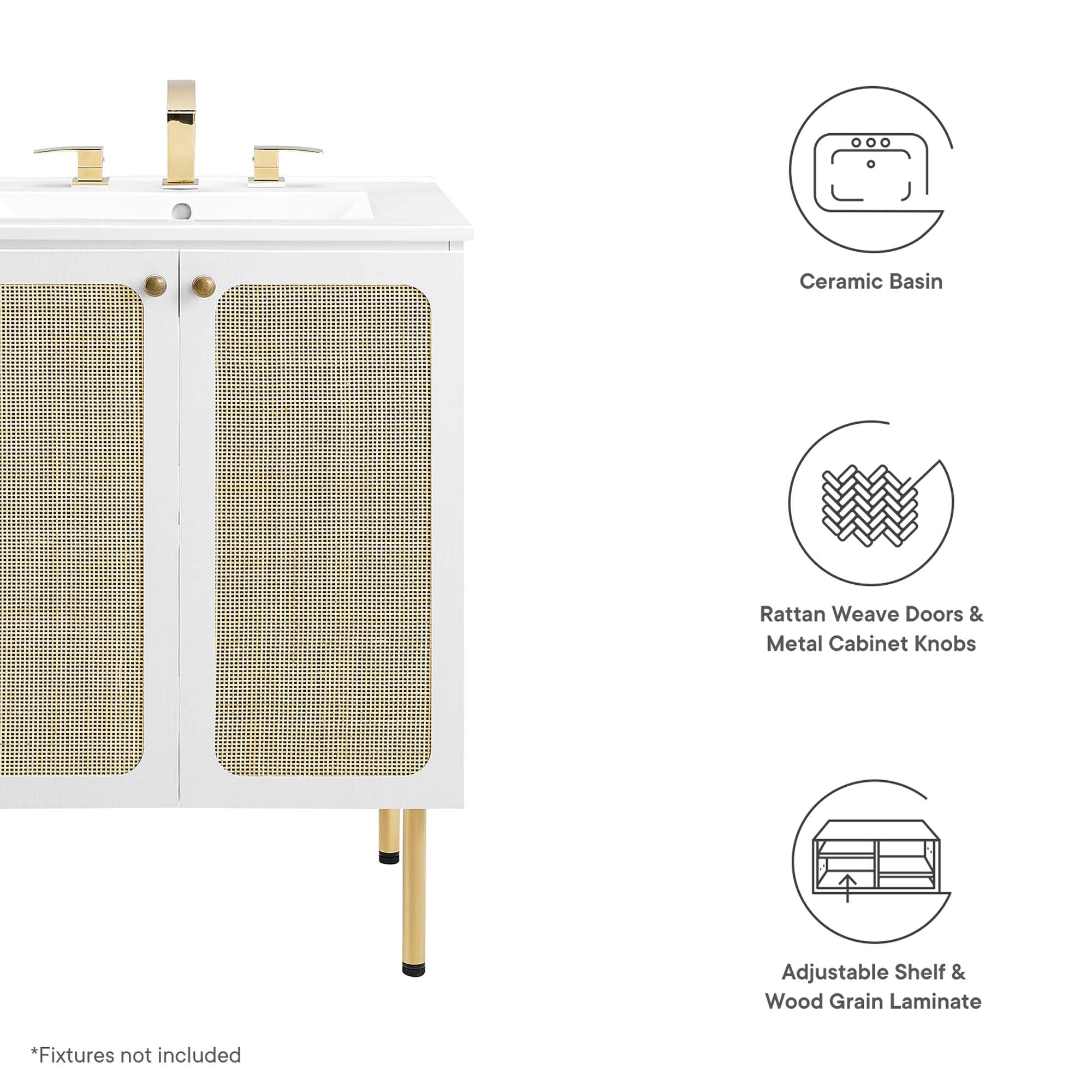 Chaucer Bathroom Vanity with White Basin Included by Modway