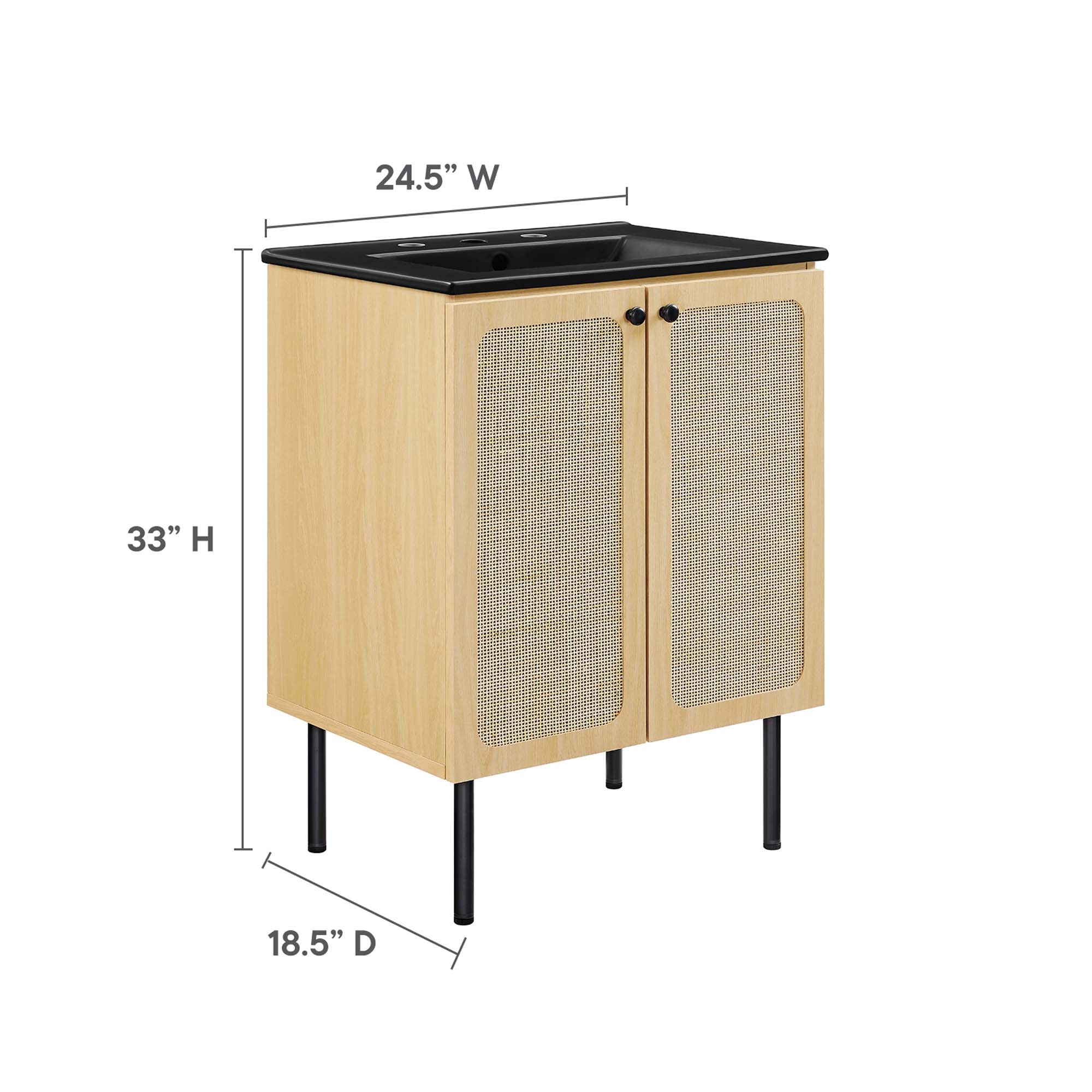 Chaucer Bathroom Vanity with Black Basin Included by Modway