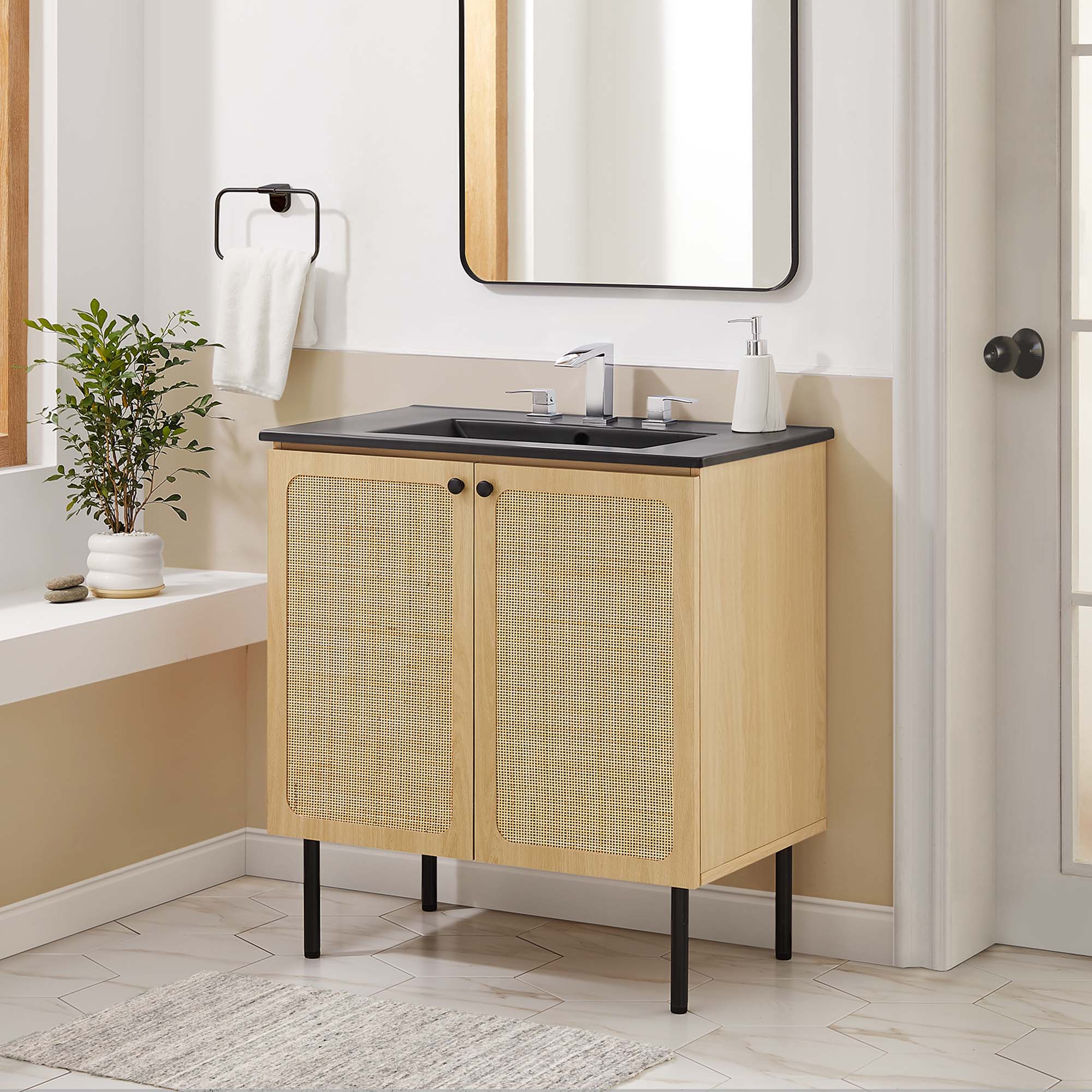 Chaucer Bathroom Vanity with Black Basin Included by Modway